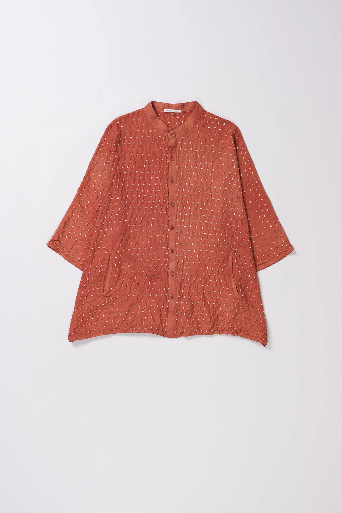 Relaxed Fit Bandhani Shirt Dyed in Rough Pink