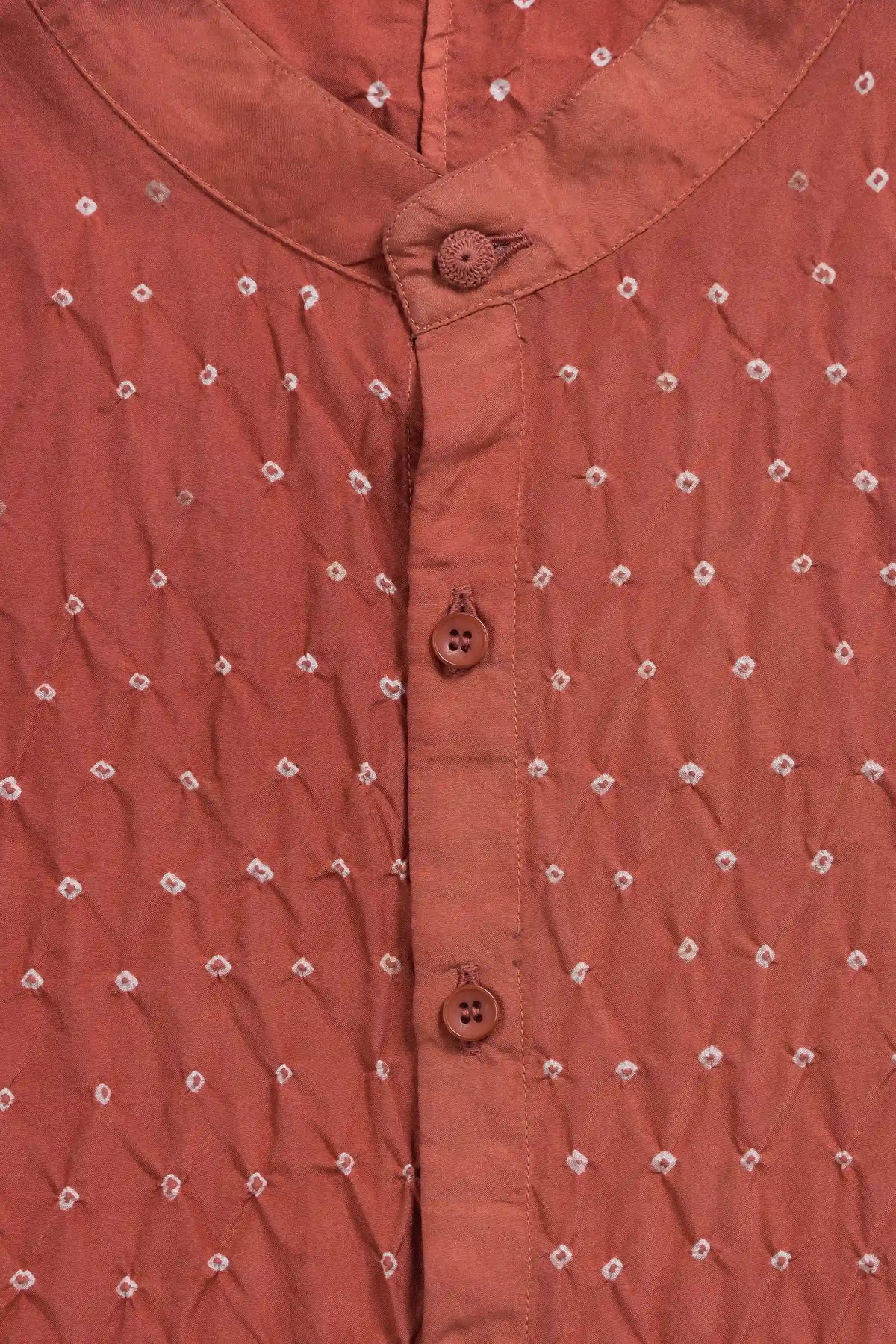 Relaxed Fit Bandhani Shirt Dyed in Rough Pink