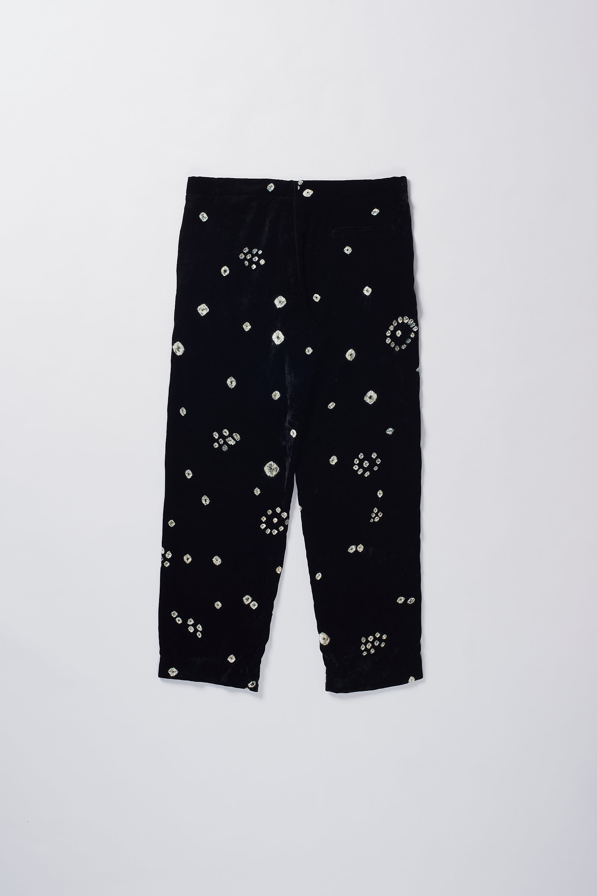 BLACK COTTON & SILK BLEND BANDHANI PANTS