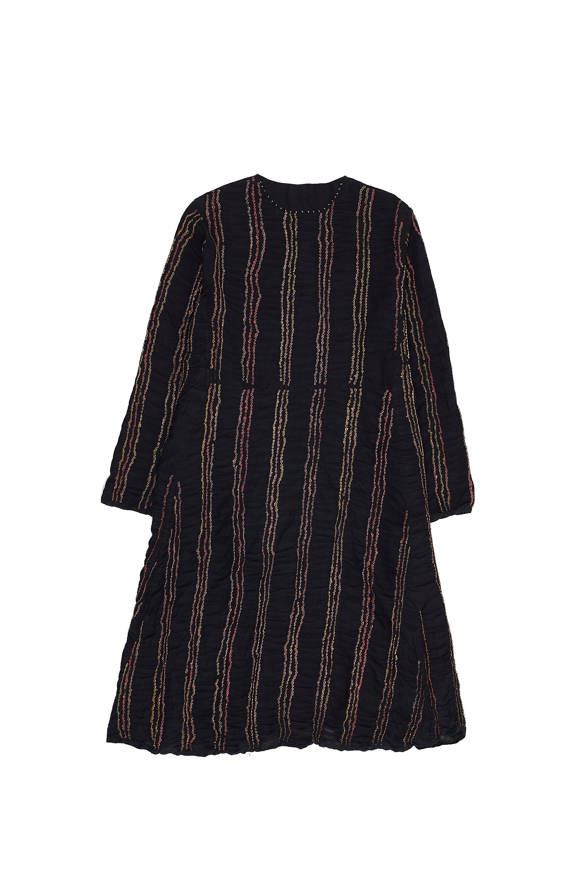 BLACK SILK BANDHANI AND SCREENPRINT DRESS