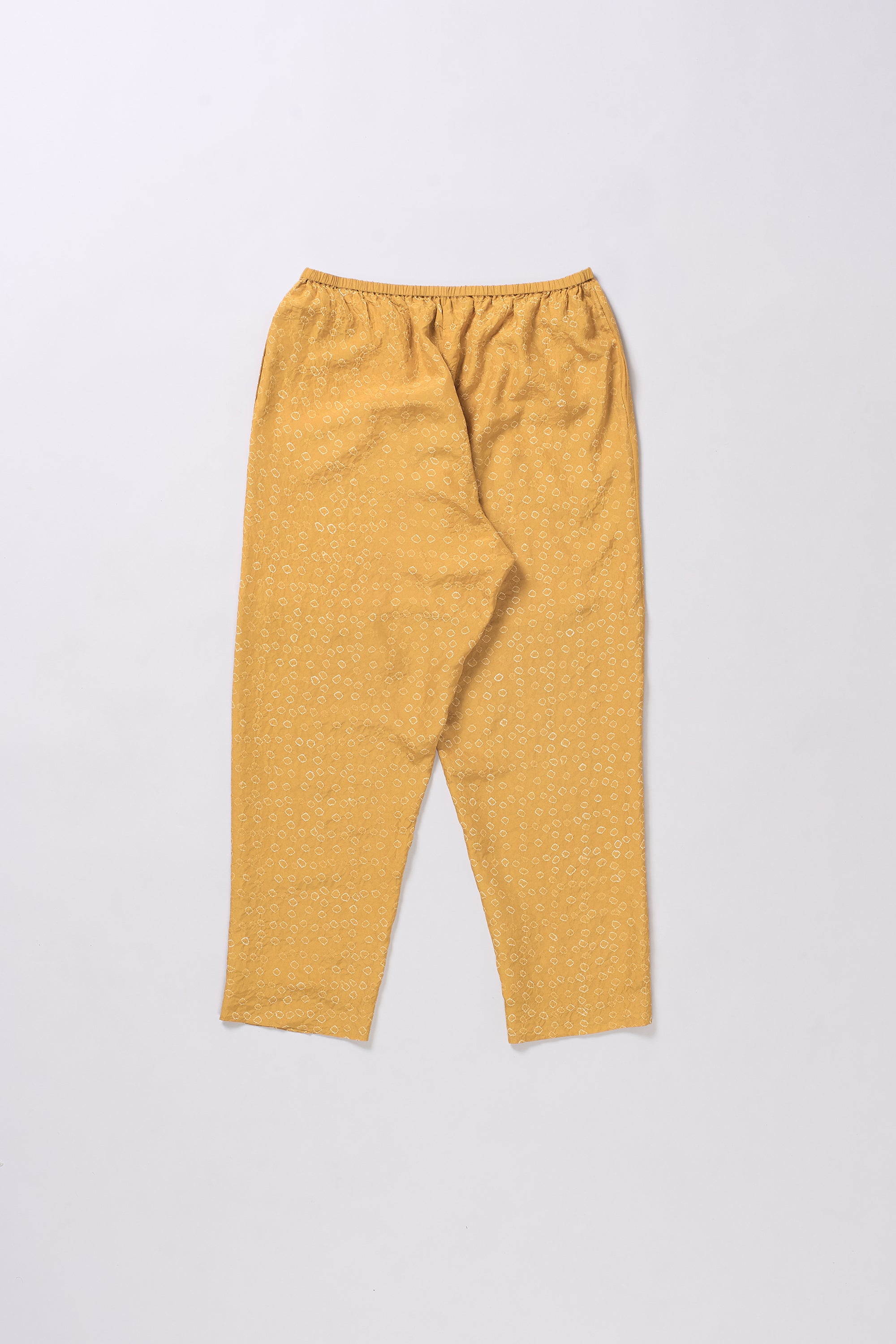 OCHER YELLOW SILK BANDHANI PANTS