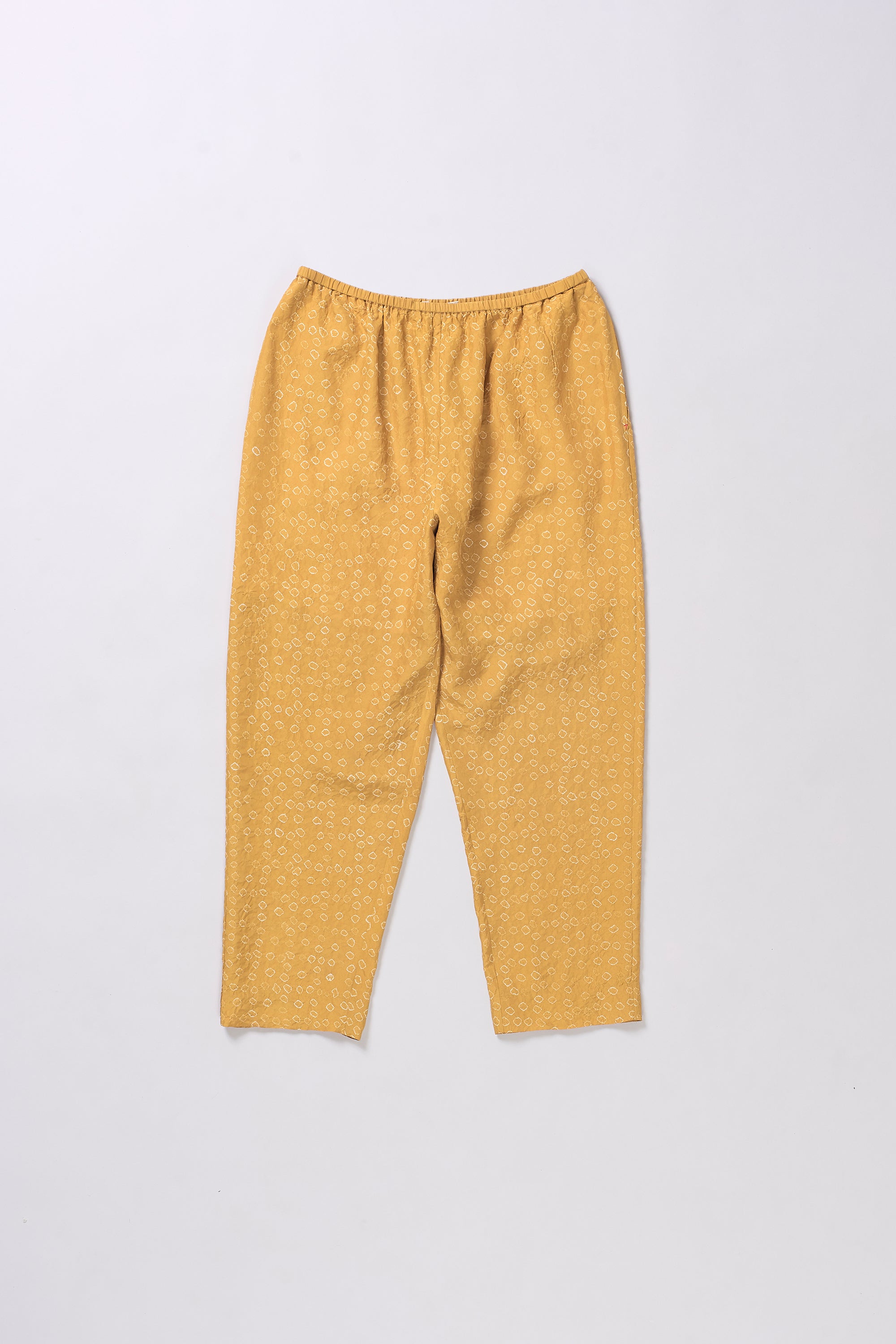 OCHER YELLOW SILK BANDHANI PANTS