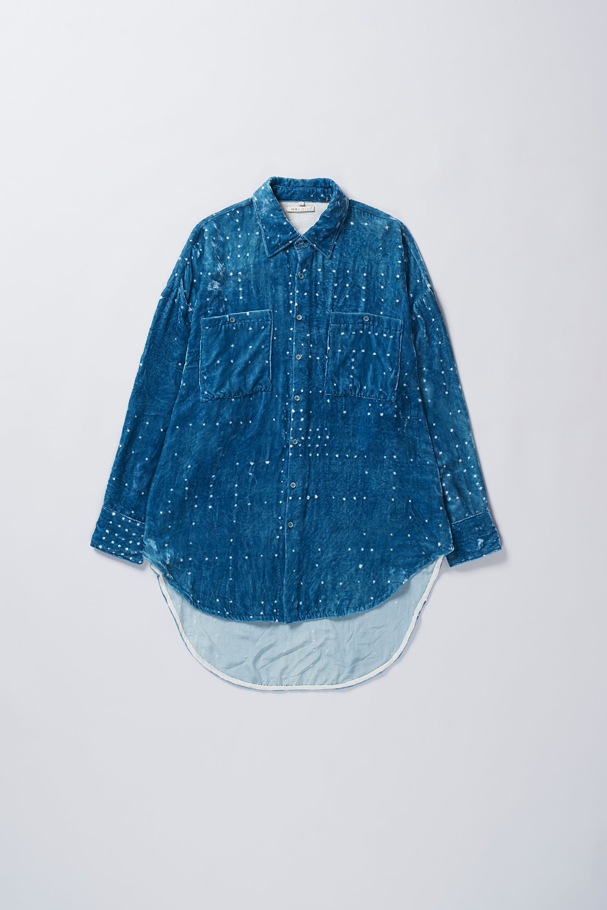 MEDIUM INDIGO BANDHANI VELVET SHIRT