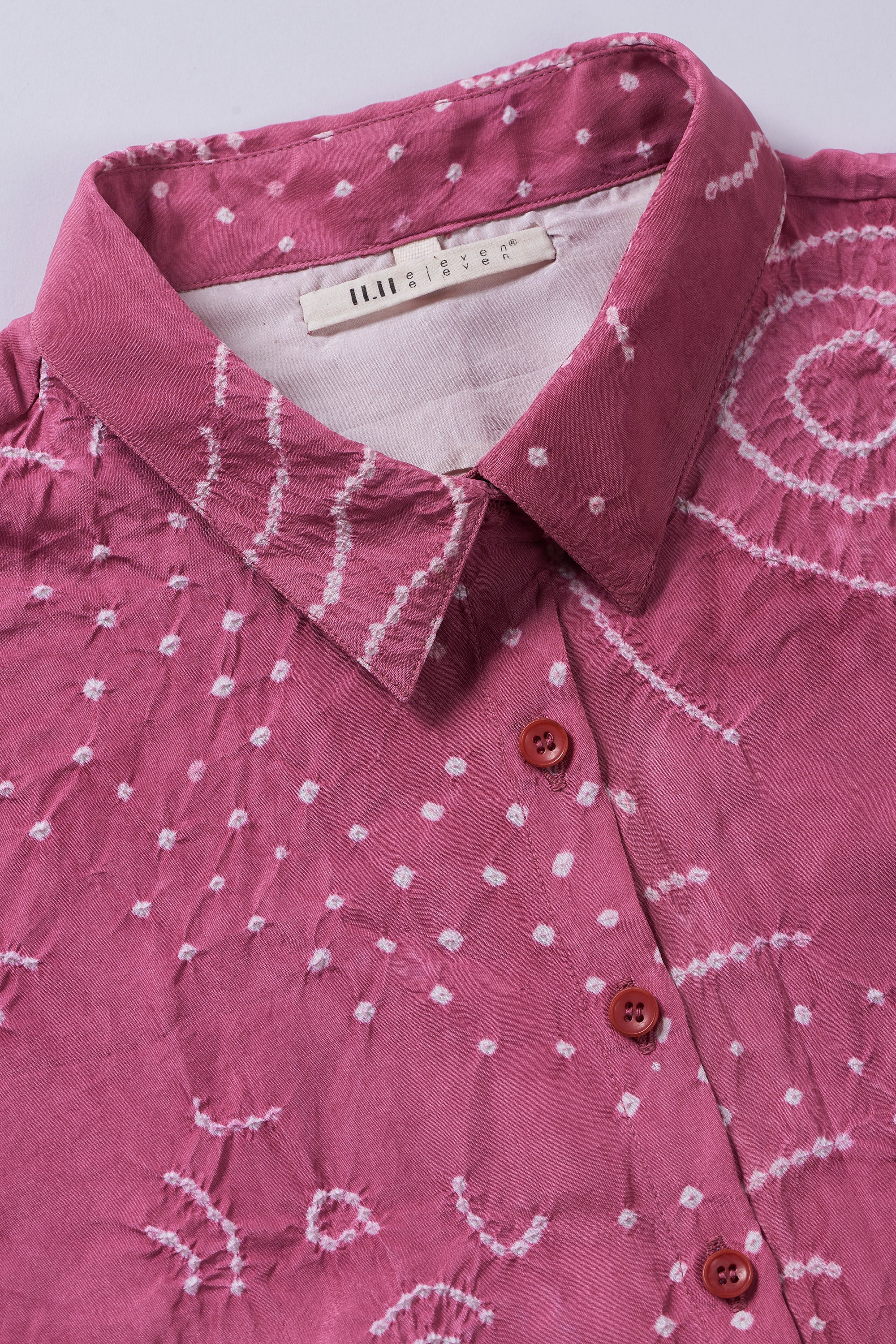 FUSCHIA PINK SILK SHIRT CRAFTED WITH BANDHANI