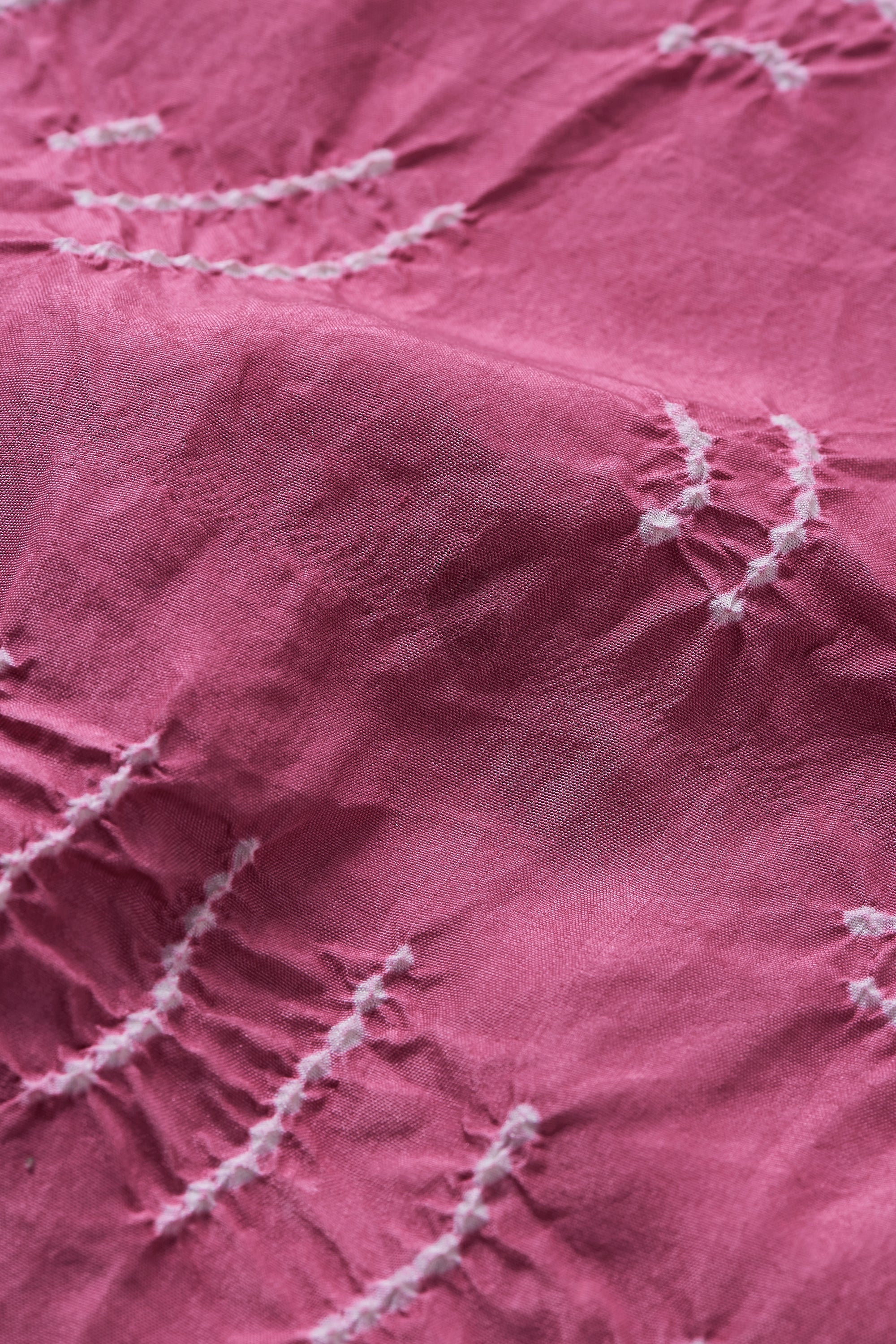 FUSCHIA PINK SILK SHIRT CRAFTED WITH BANDHANI