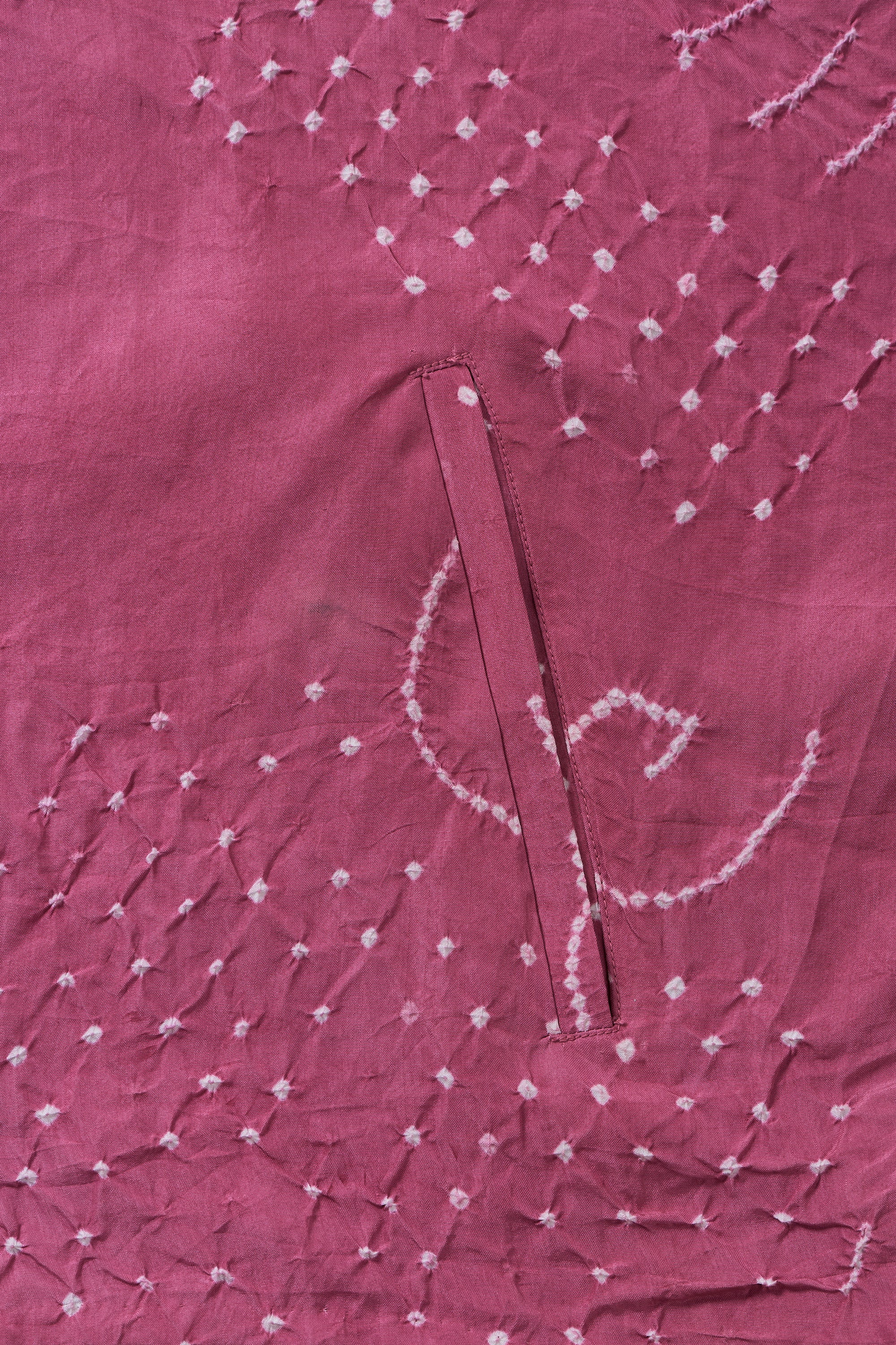 FUSCHIA PINK SILK SHIRT CRAFTED WITH BANDHANI