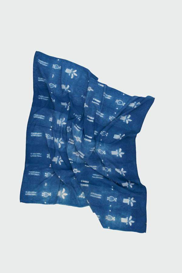 MEDIUM INDIGO COTTON SHIBORI SCARF