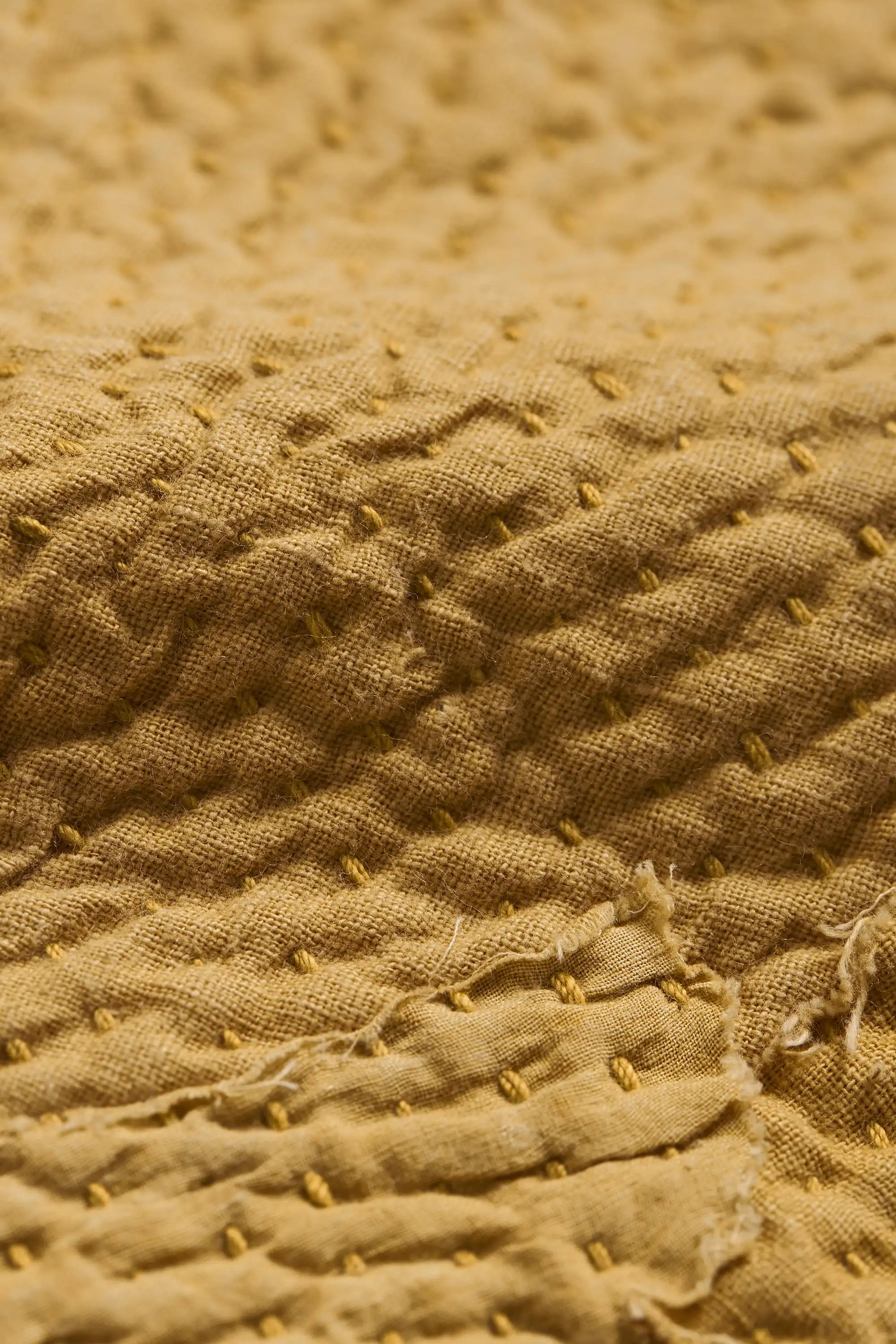 Close-up of fabric with kanthawork