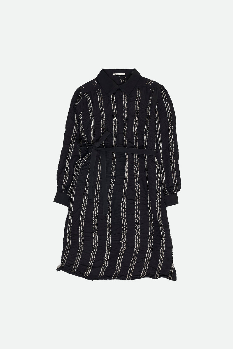 BLACK SILK WOMEN'S DRESS IN BANDHANI STRIPES