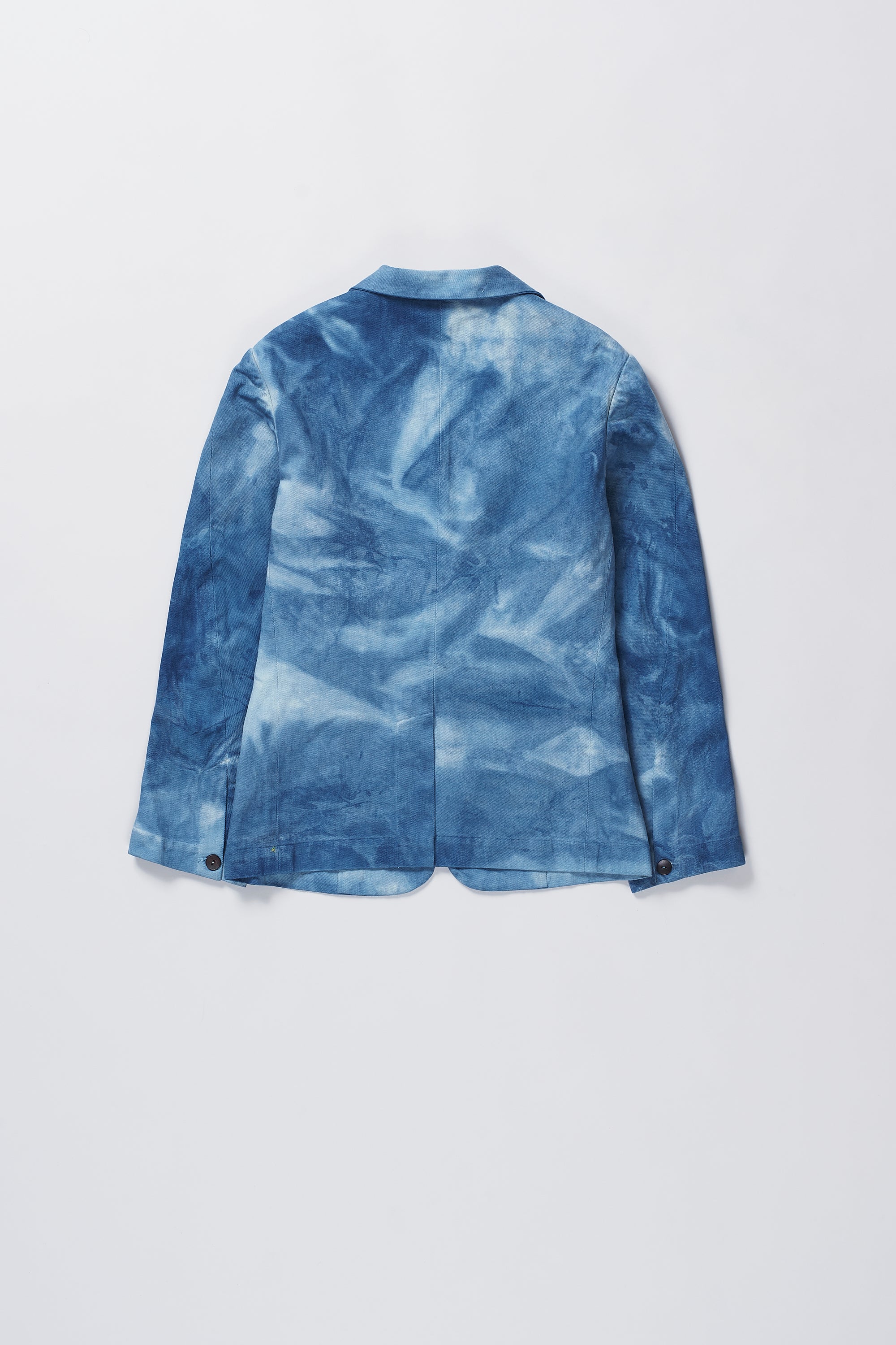 MEDIUM INDIGO WASHED HANDWOVEN DENIM BOMBER JACKET DEOXIDISED