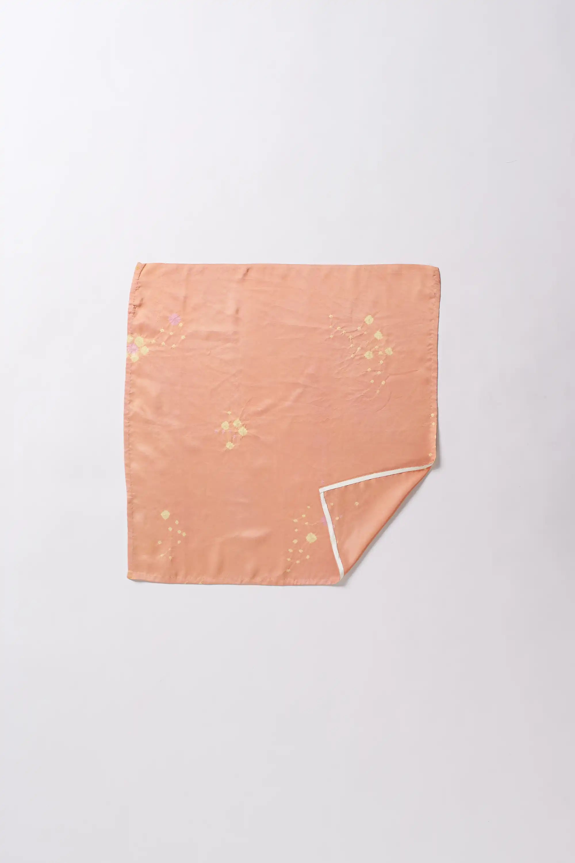 Peach Bandhani Silk Square Scarf