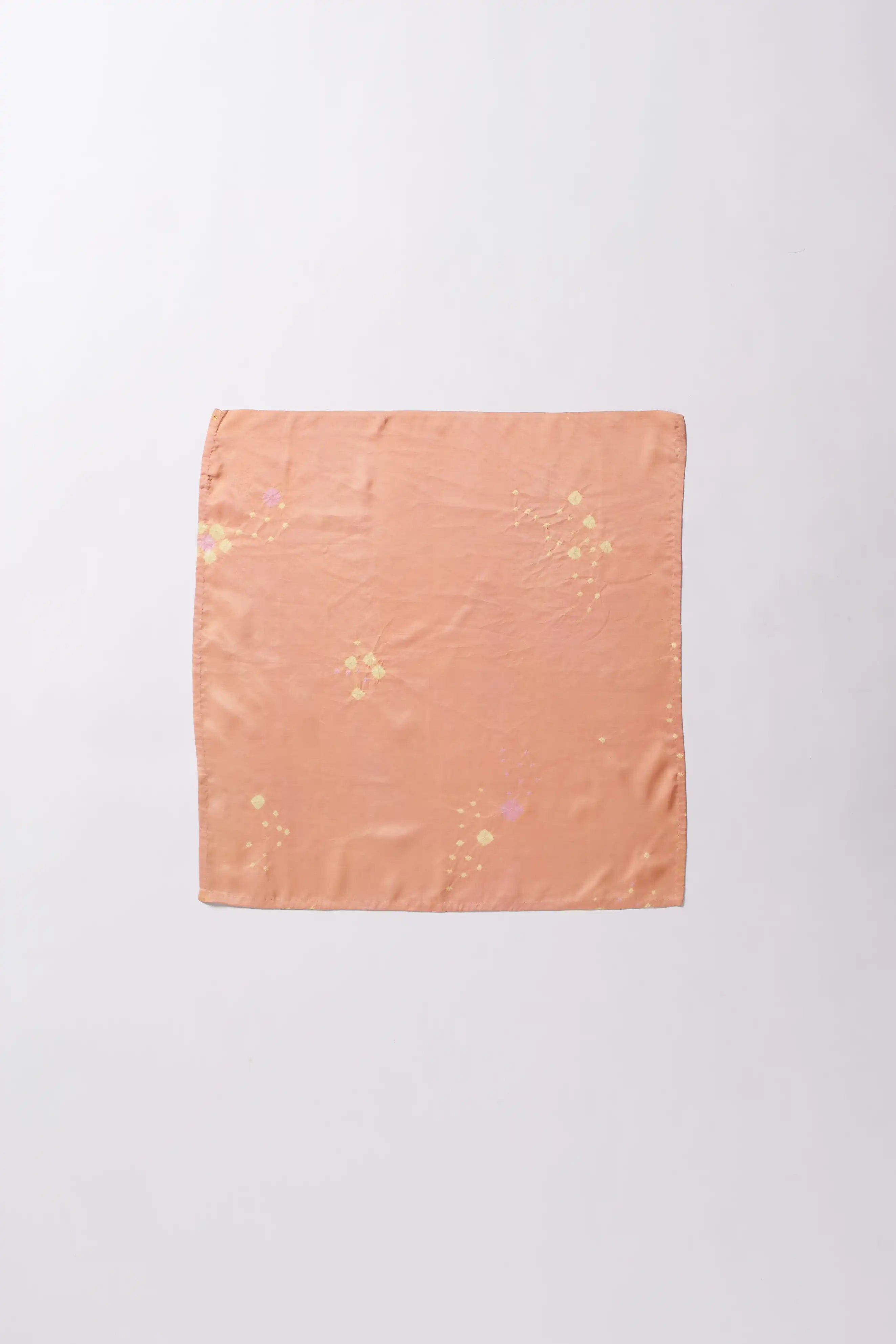 Peach Bandhani Silk Square Scarf