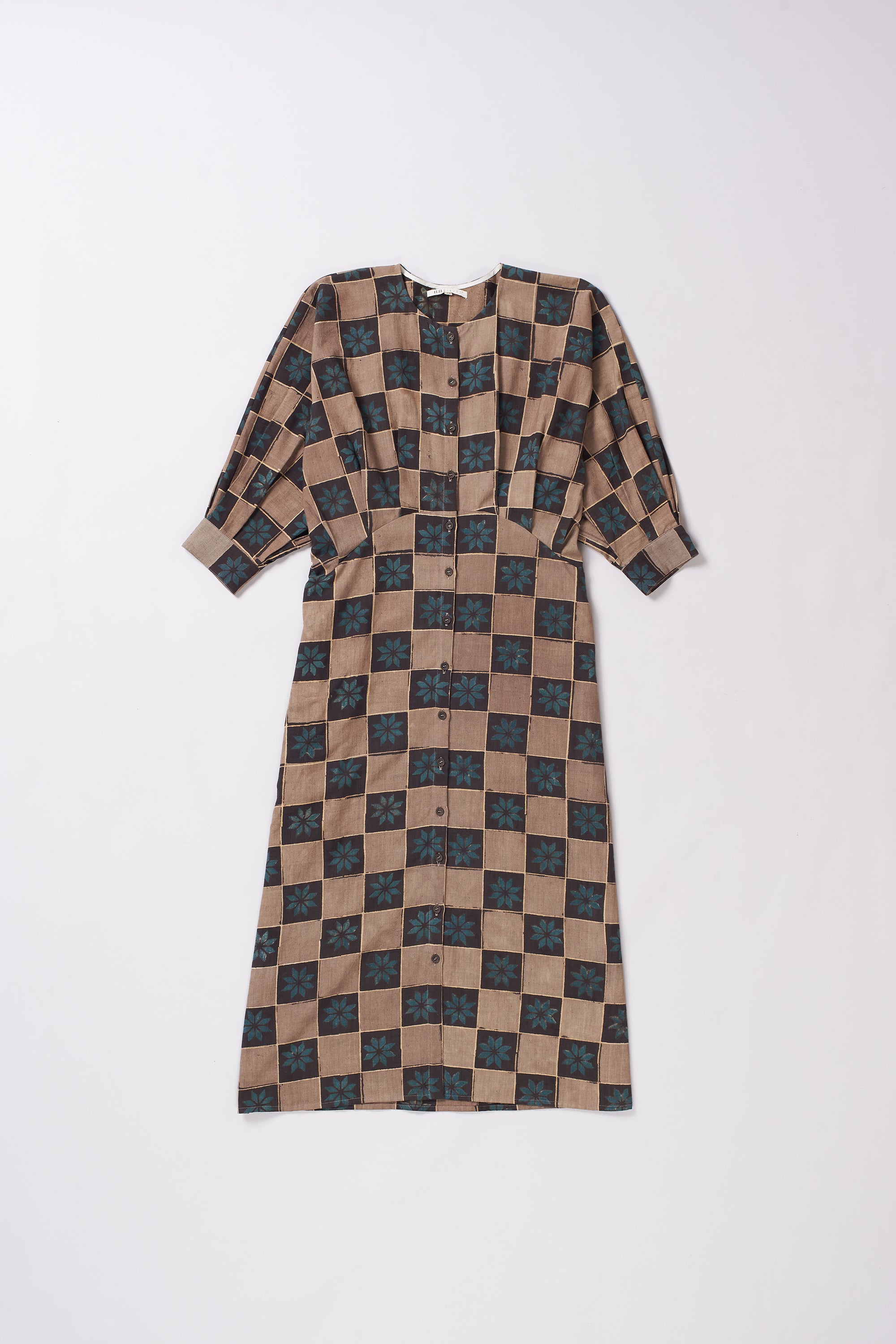 MULTI-COLOUR ATTHANGUDI TILE INSPIRED BLOCK PRINT DRESS