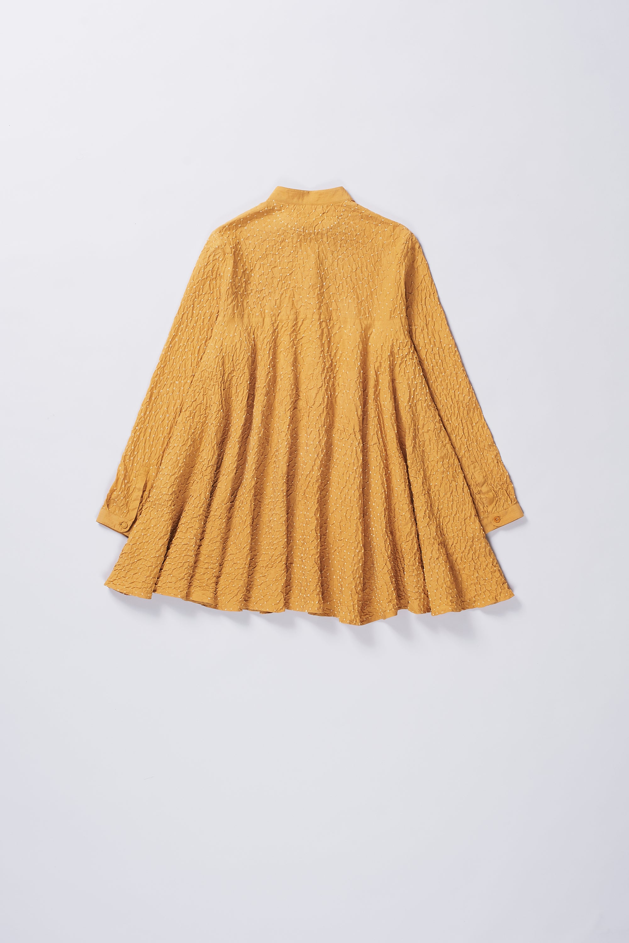 MUSTARD YELLOW COTTON SILK BLEND BANDHANI WOMEN DRESS