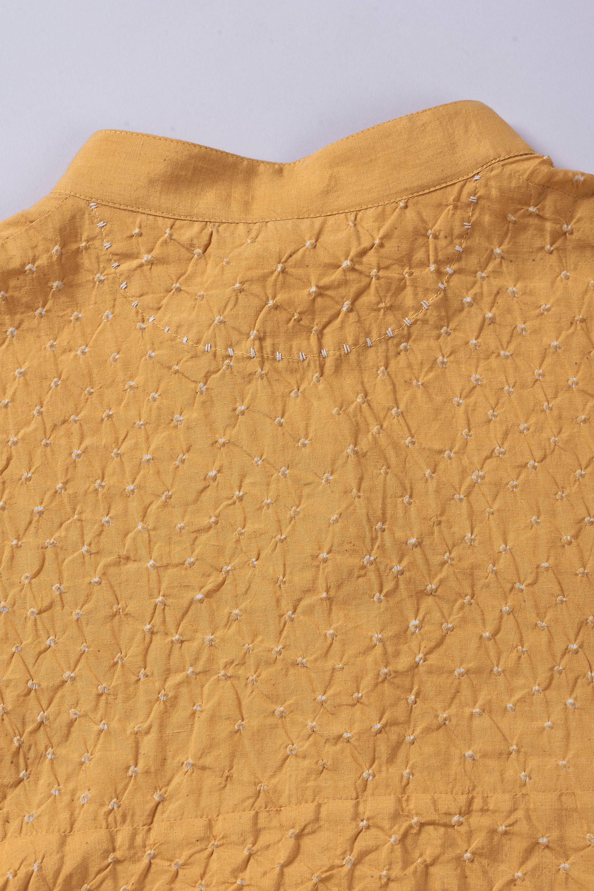 MUSTARD YELLOW COTTON SILK BLEND BANDHANI WOMEN DRESS