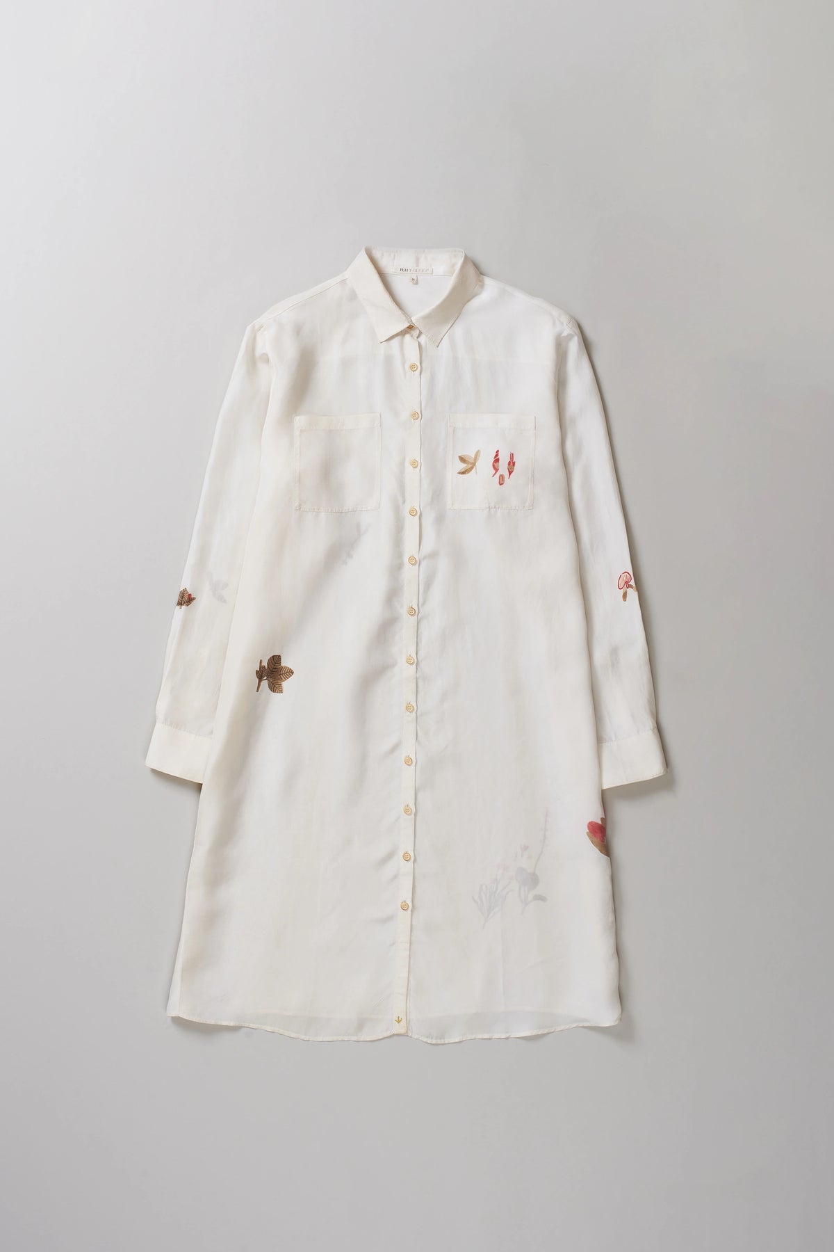 Hand Painted Floral Shirt Dress