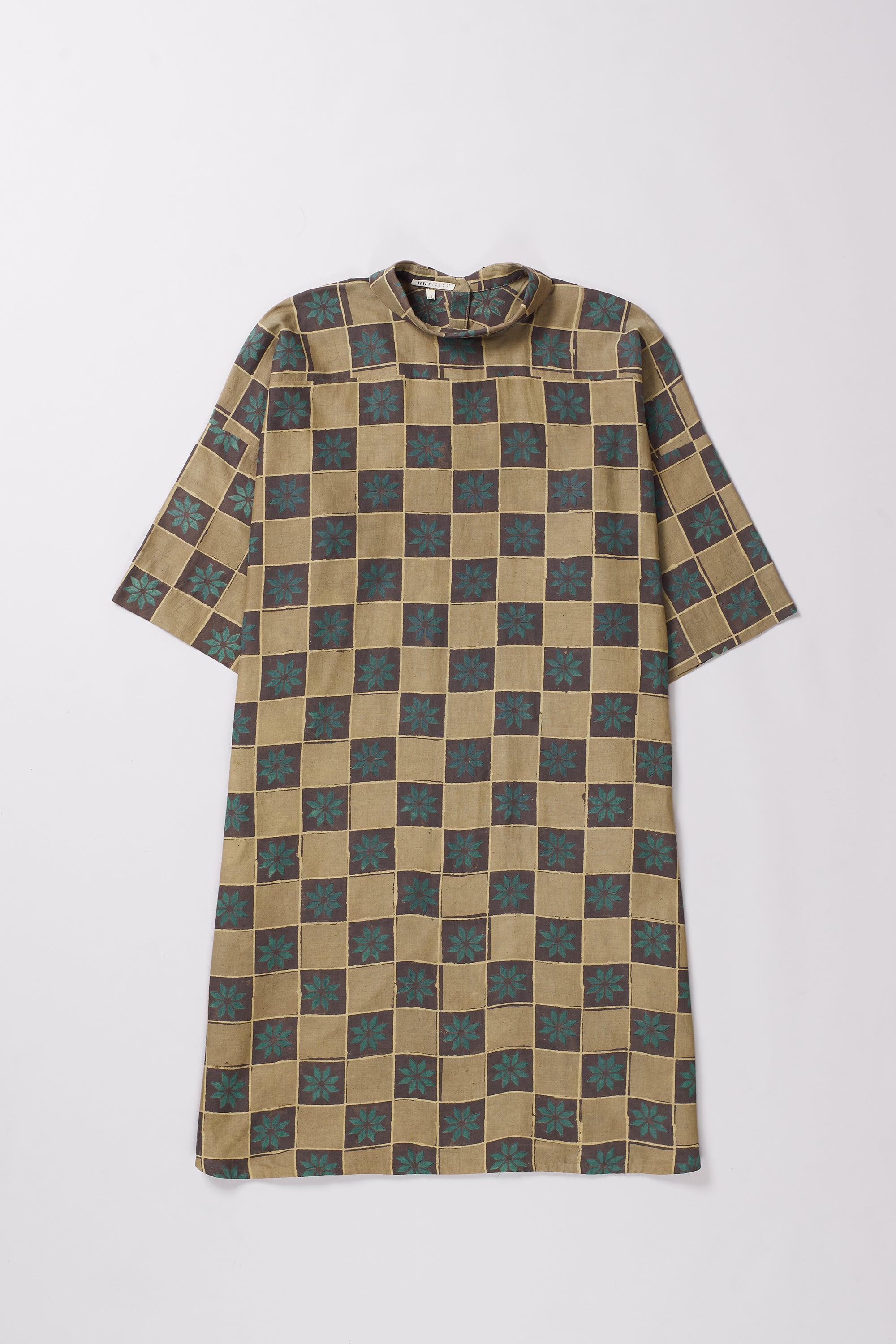 MULTI-COLOUR ATTHANGUDI TILE INSPIRED BLOCK PRINTED DRESS