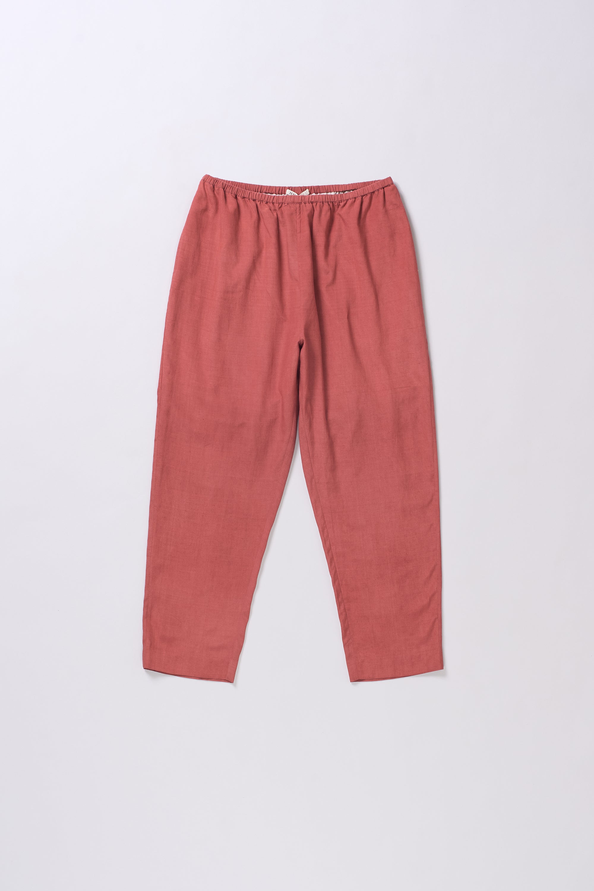 RED ELASTICATED ANKLE LENGTH WAIST PANTS