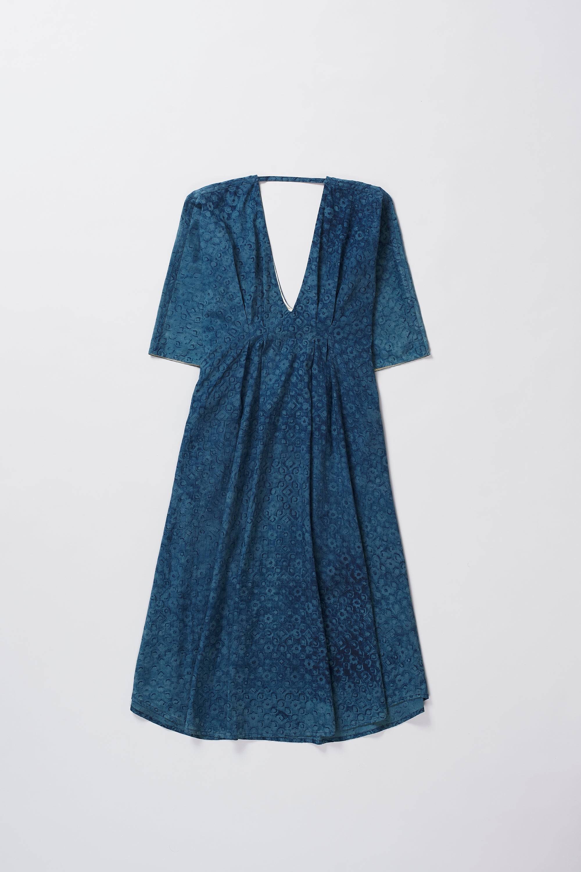 MEDIUM INDIGO BLOCK PRINTED DRESS