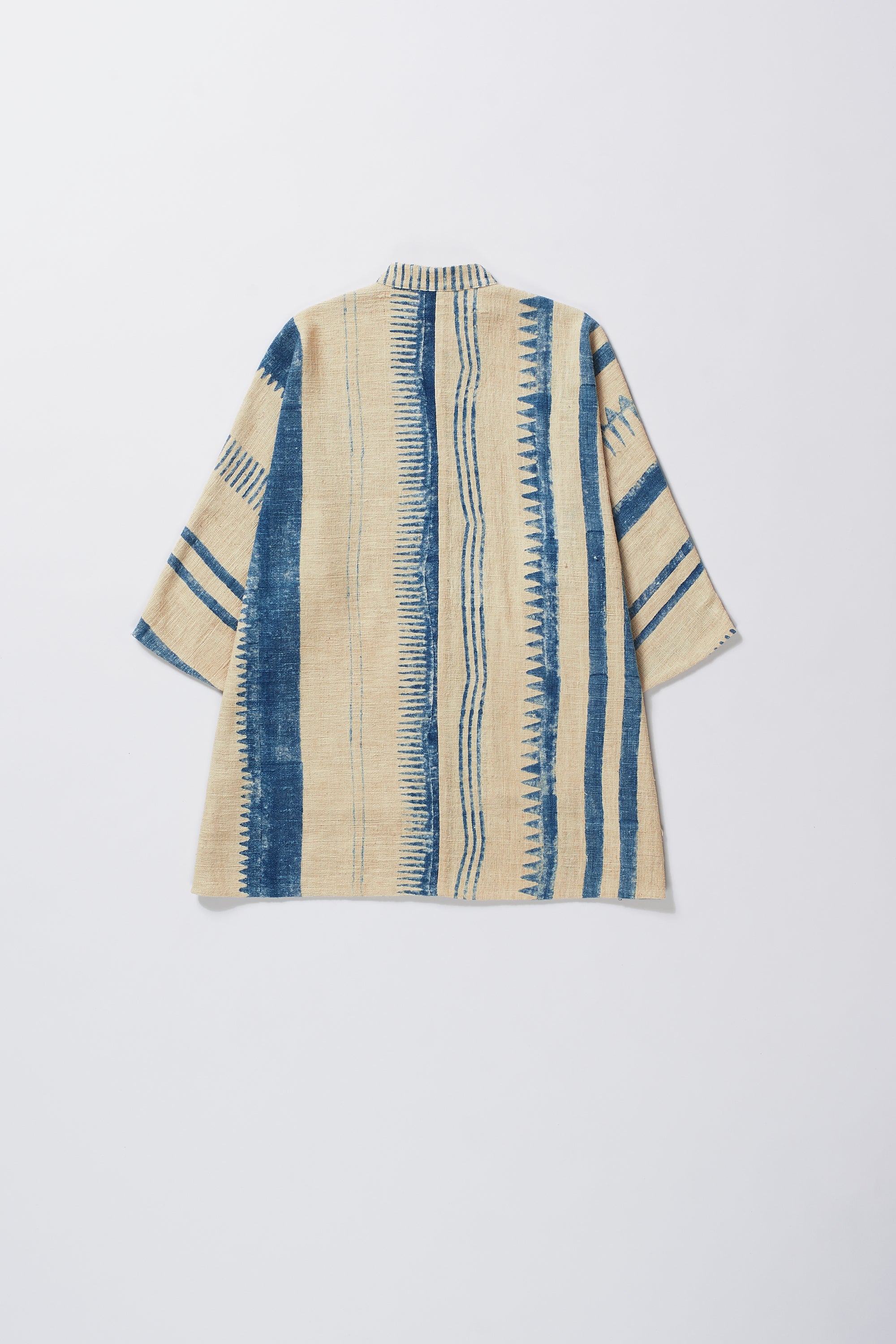 ECRU BLOCK PRINT COTTON SHIRT