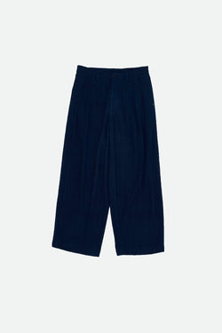 NATURAL INDIGO COTTON PLEATED TROUSER