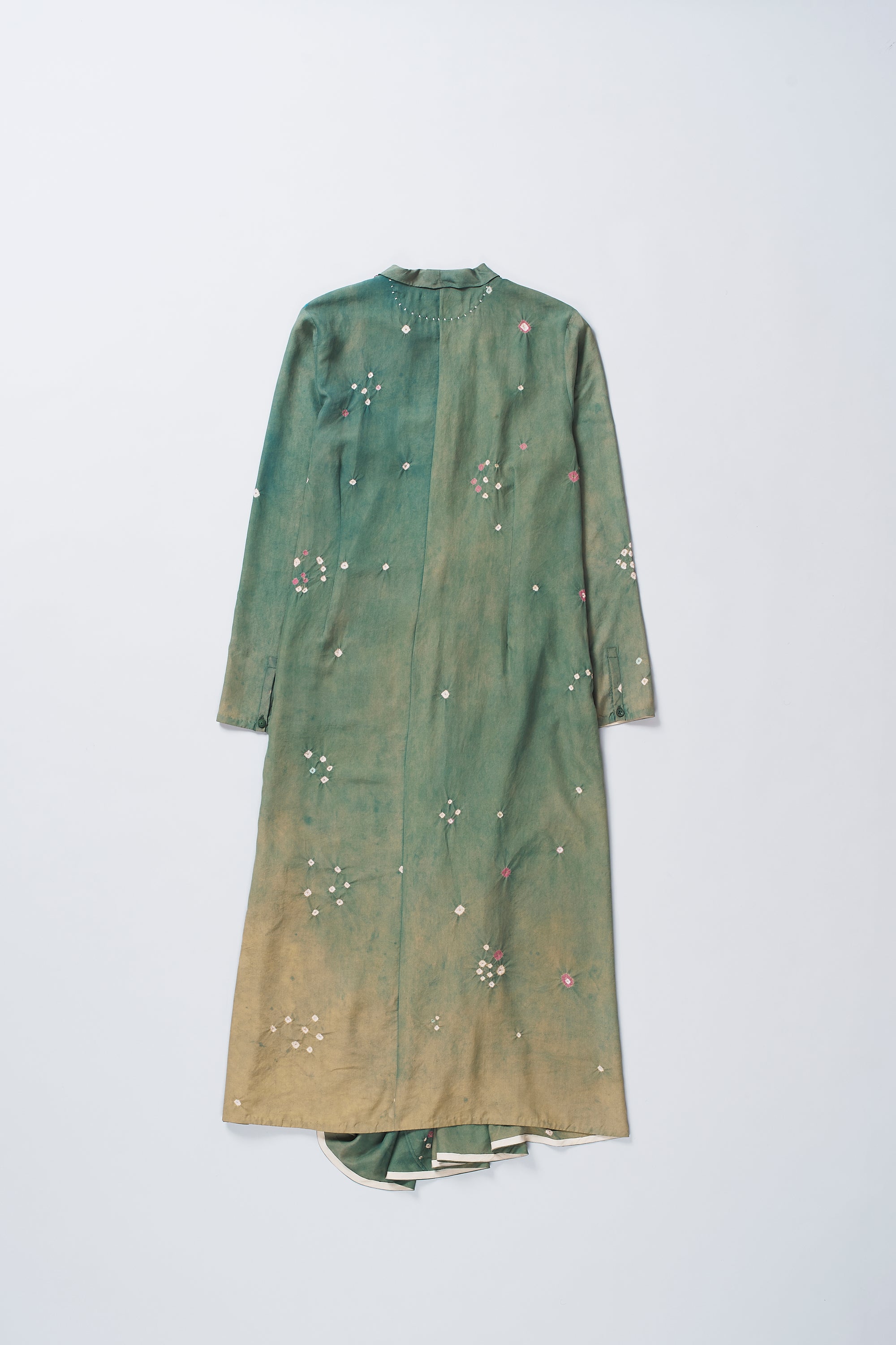 LEAF GREEN BANDHANI SILK DRESS