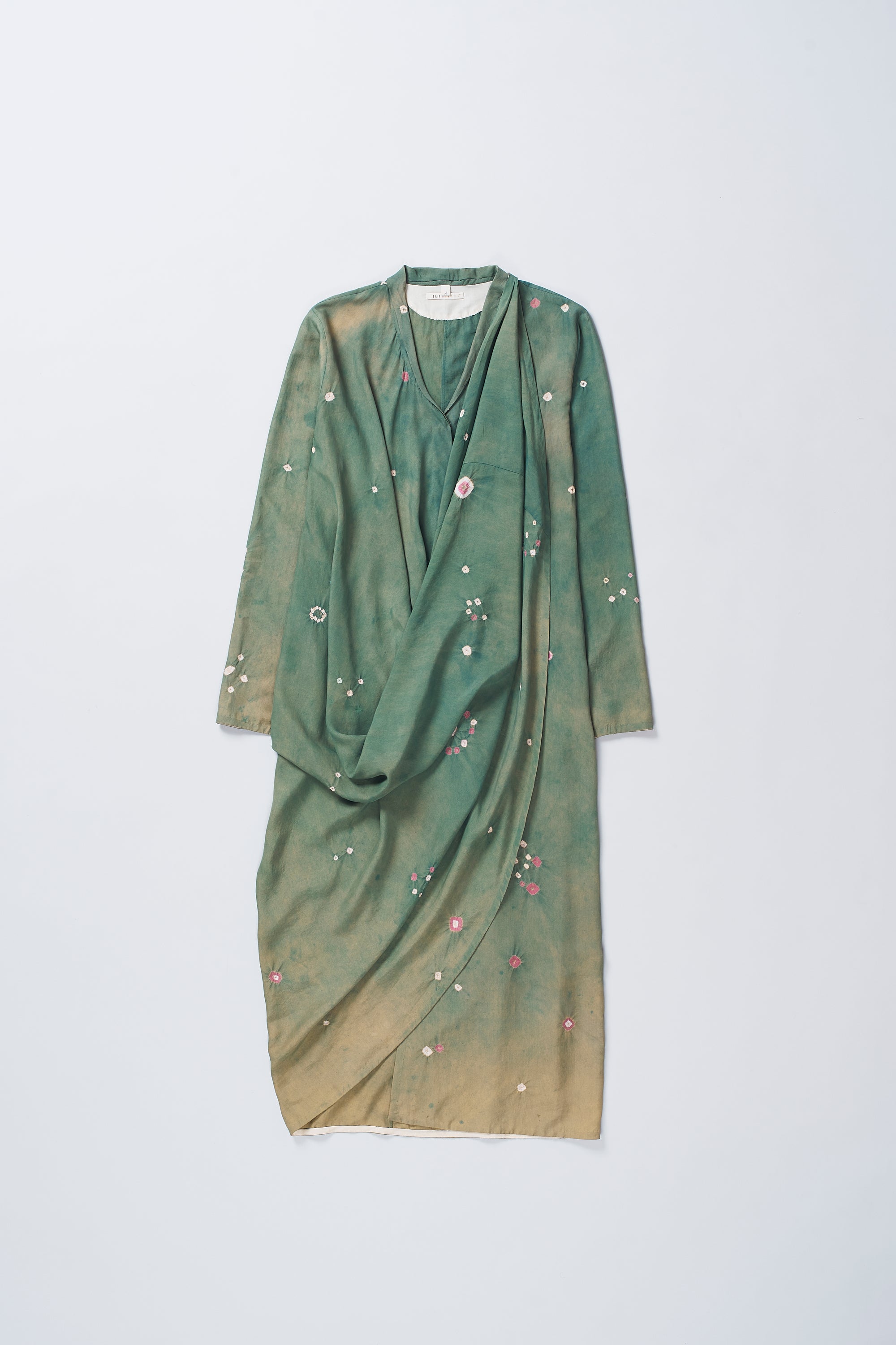 LEAF GREEN BANDHANI SILK DRESS