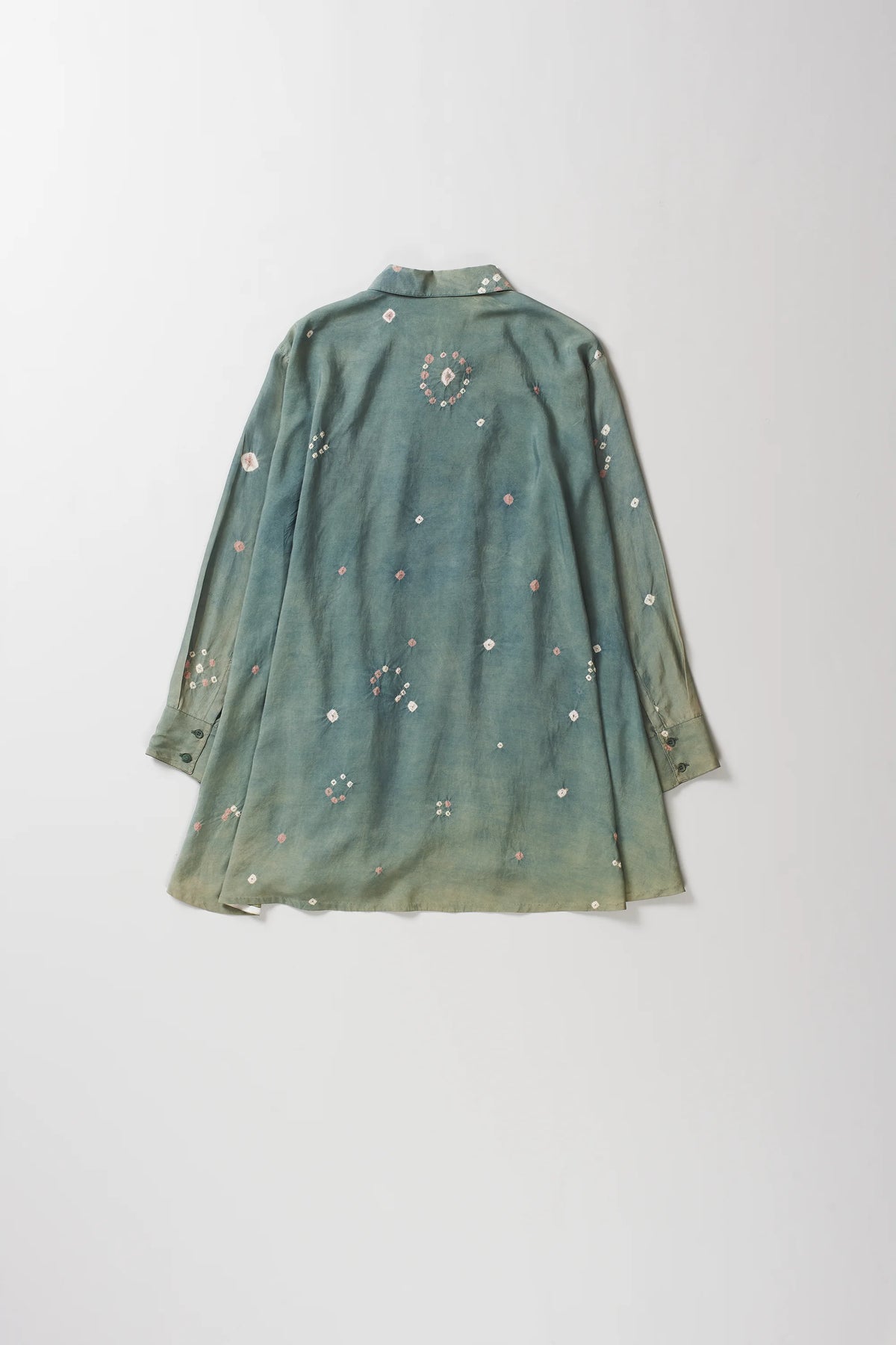 Leaf Green Silk Bandhani Shirt Dress