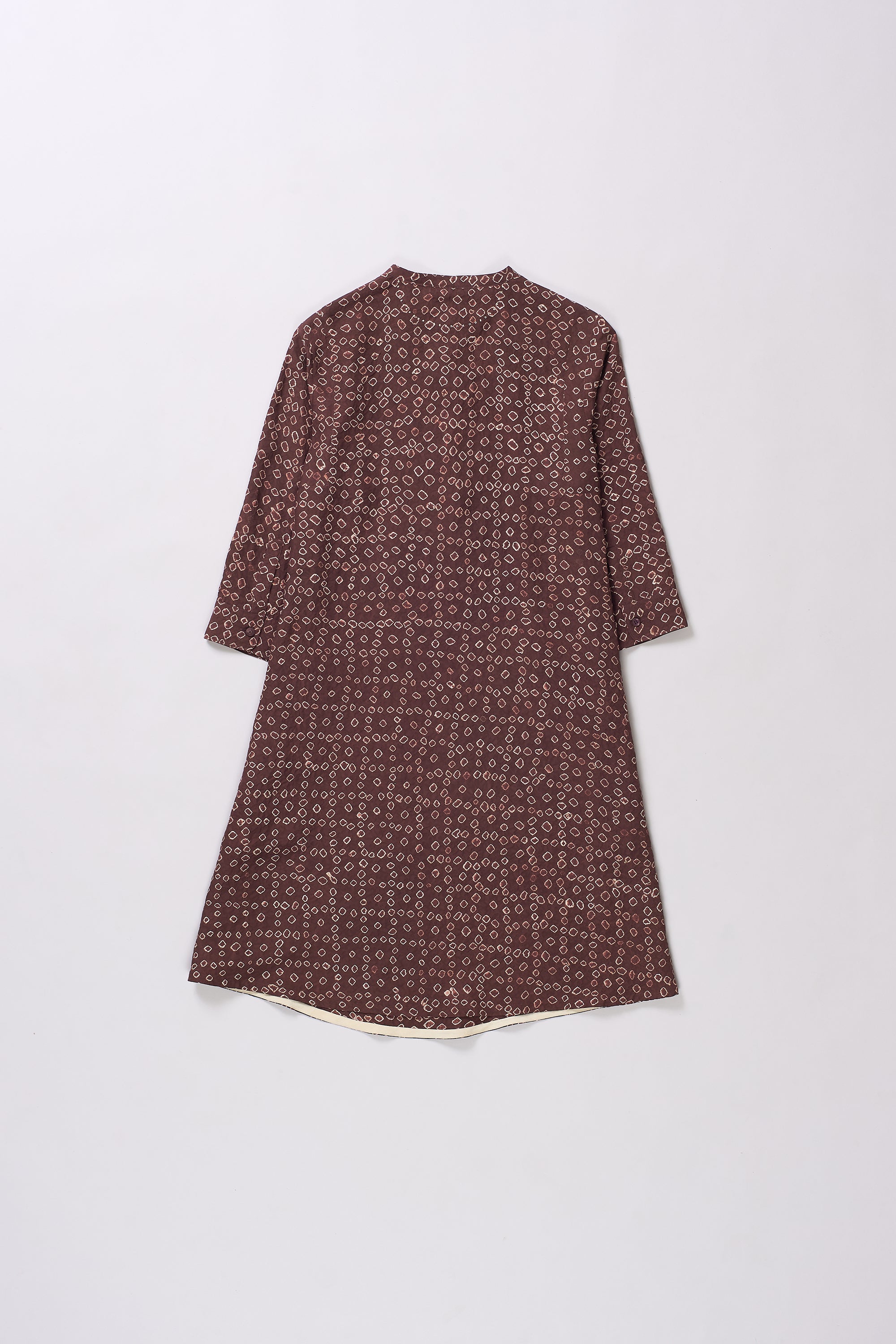 BURNT UMBER SILK BANDHANI DRESS