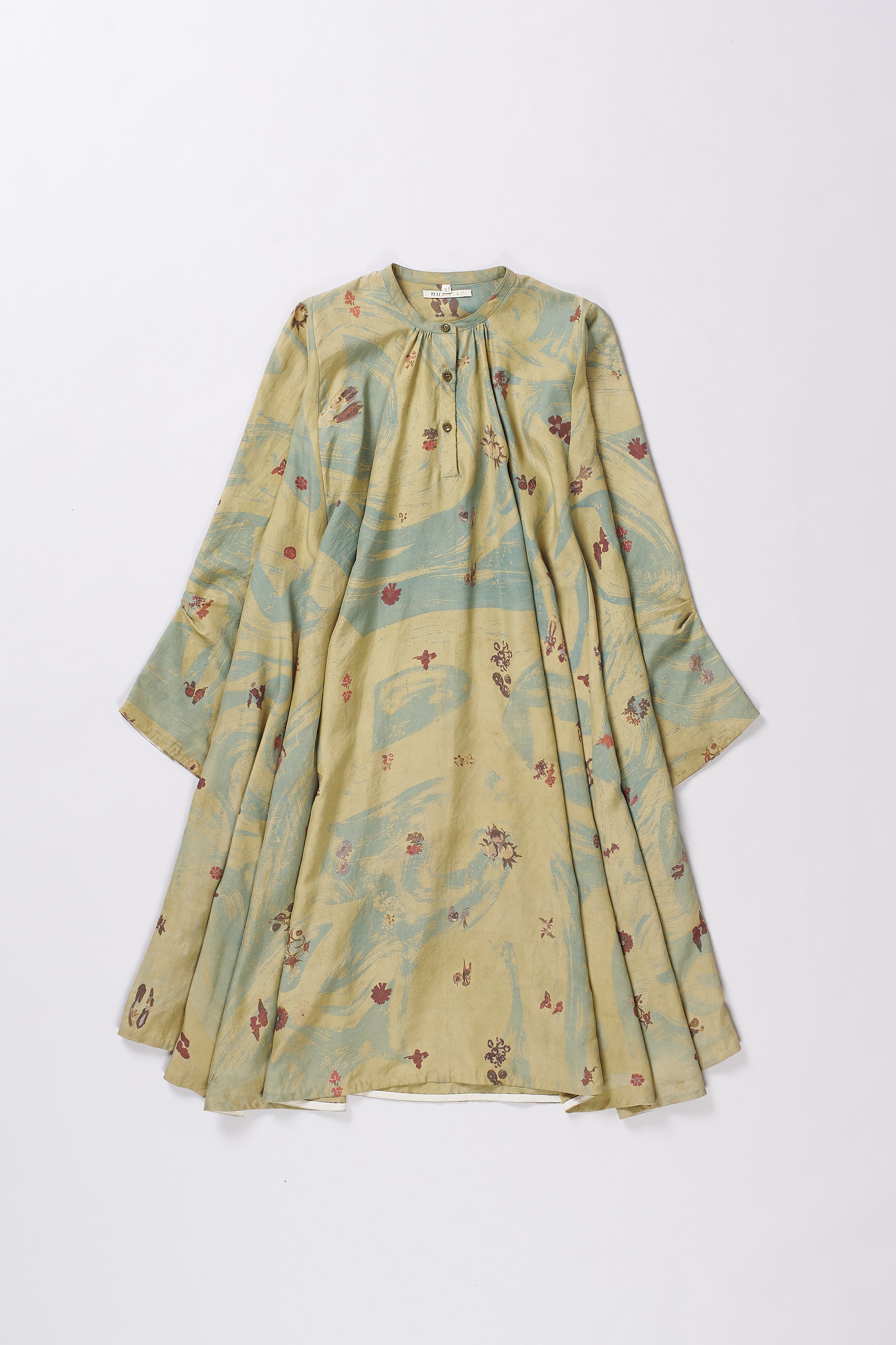 AQUA BLUE SCREEN PRINTED DRESS
