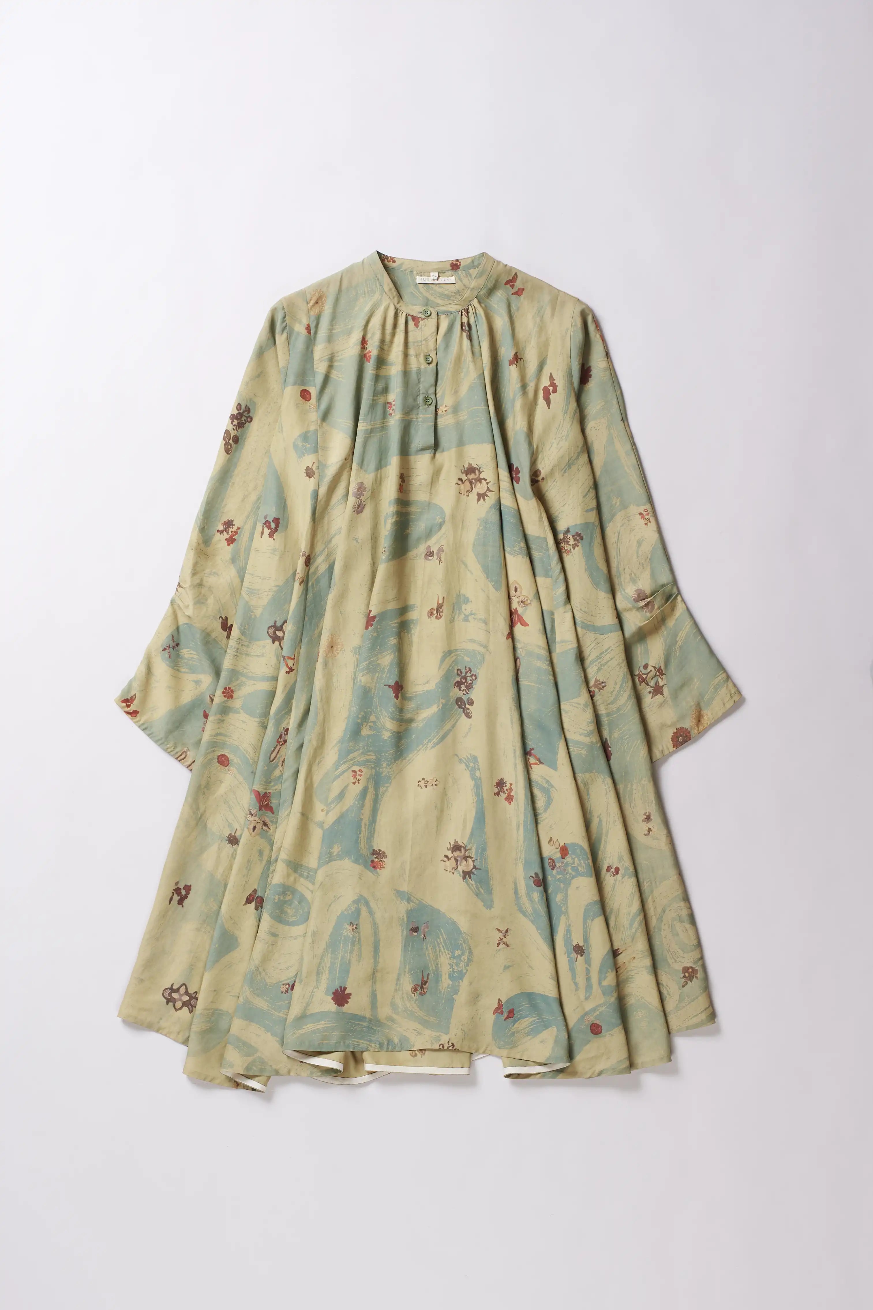 Ocean Blue Screen Print Women Dress