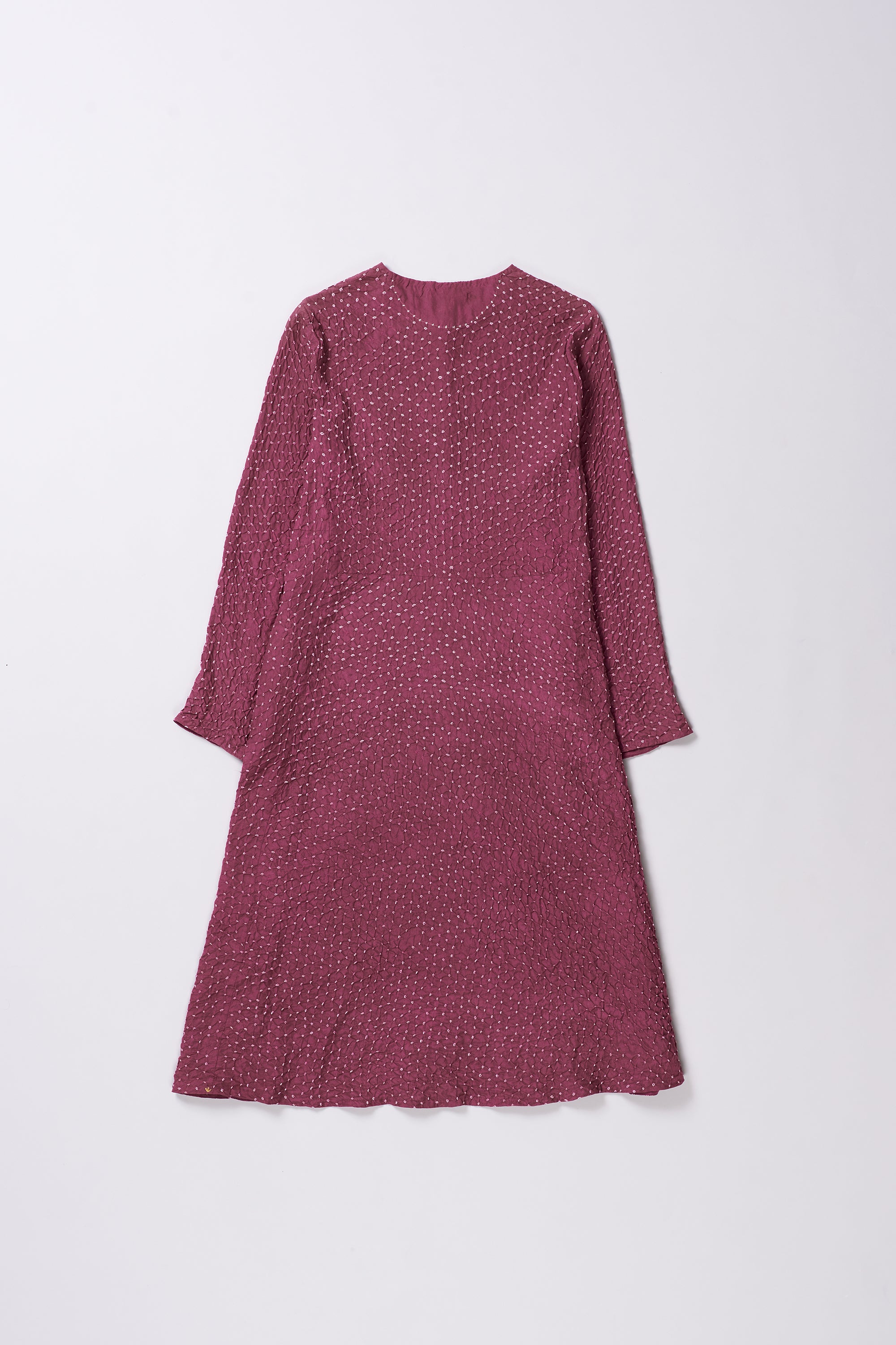 SAPPAN FUSCHIA BANDHANI SILK KURTA DRESS
