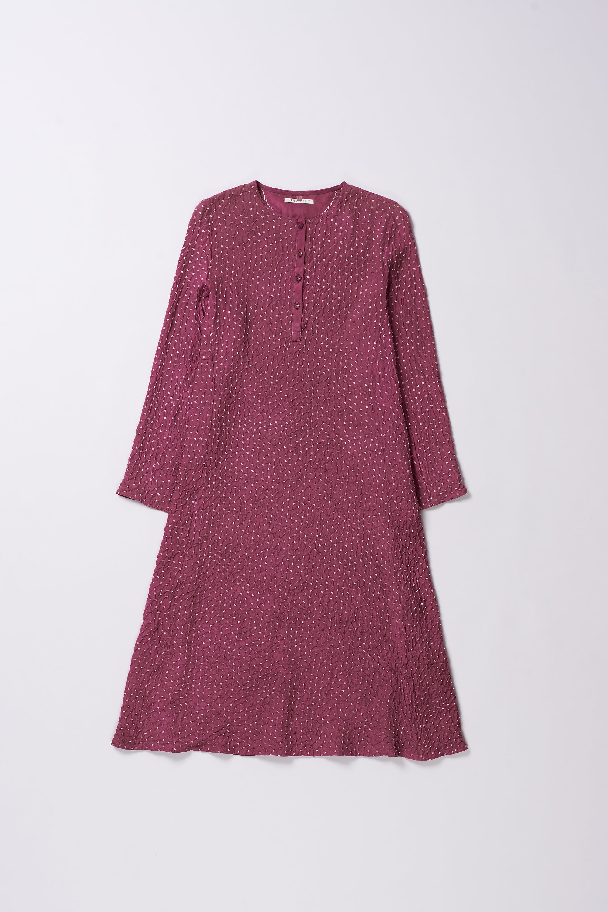 SAPPAN FUSCHIA BANDHANI SILK KURTA DRESS