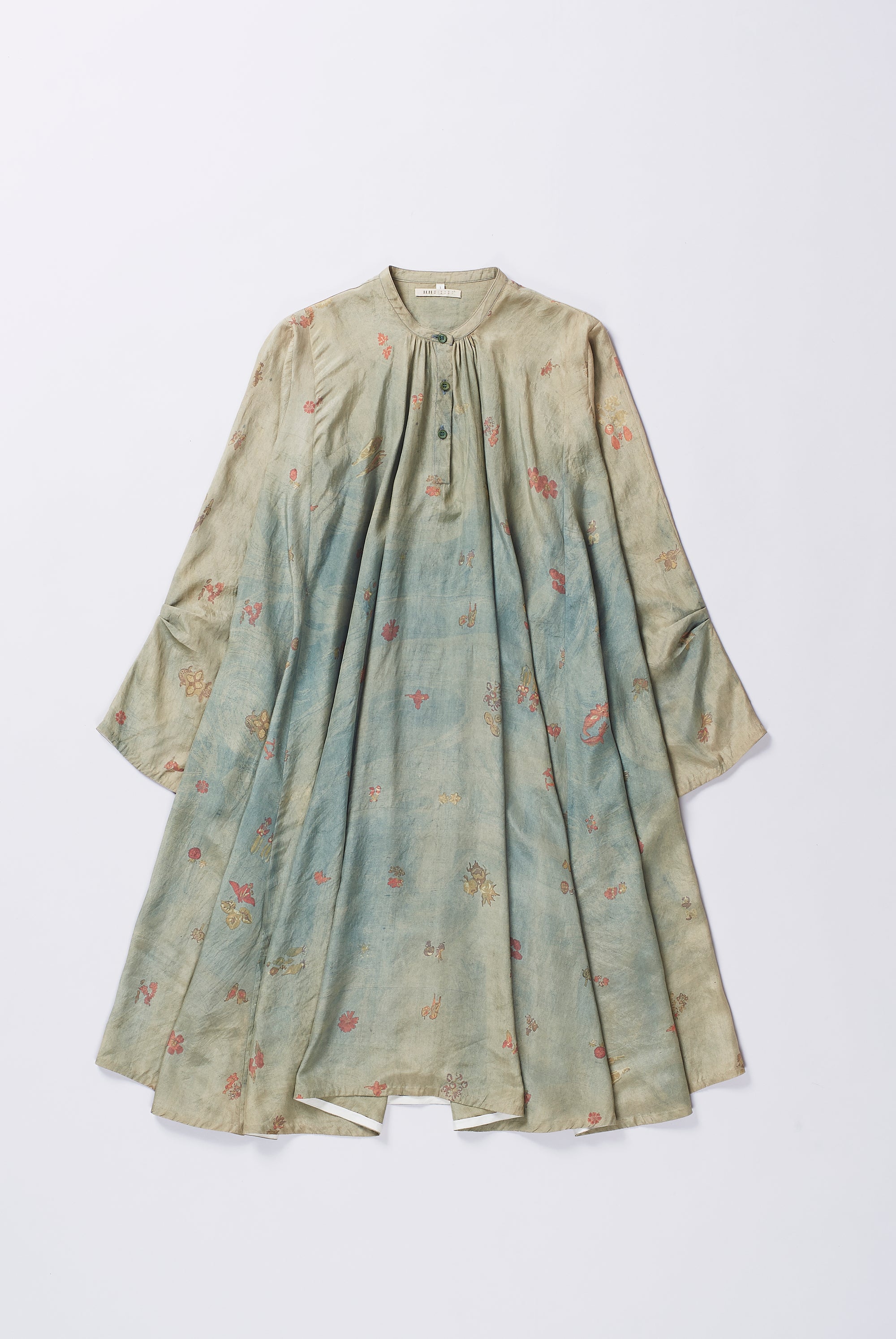 LEAF GREEN COTTON SILK BLEND SHIBORI WOMEN DRESS