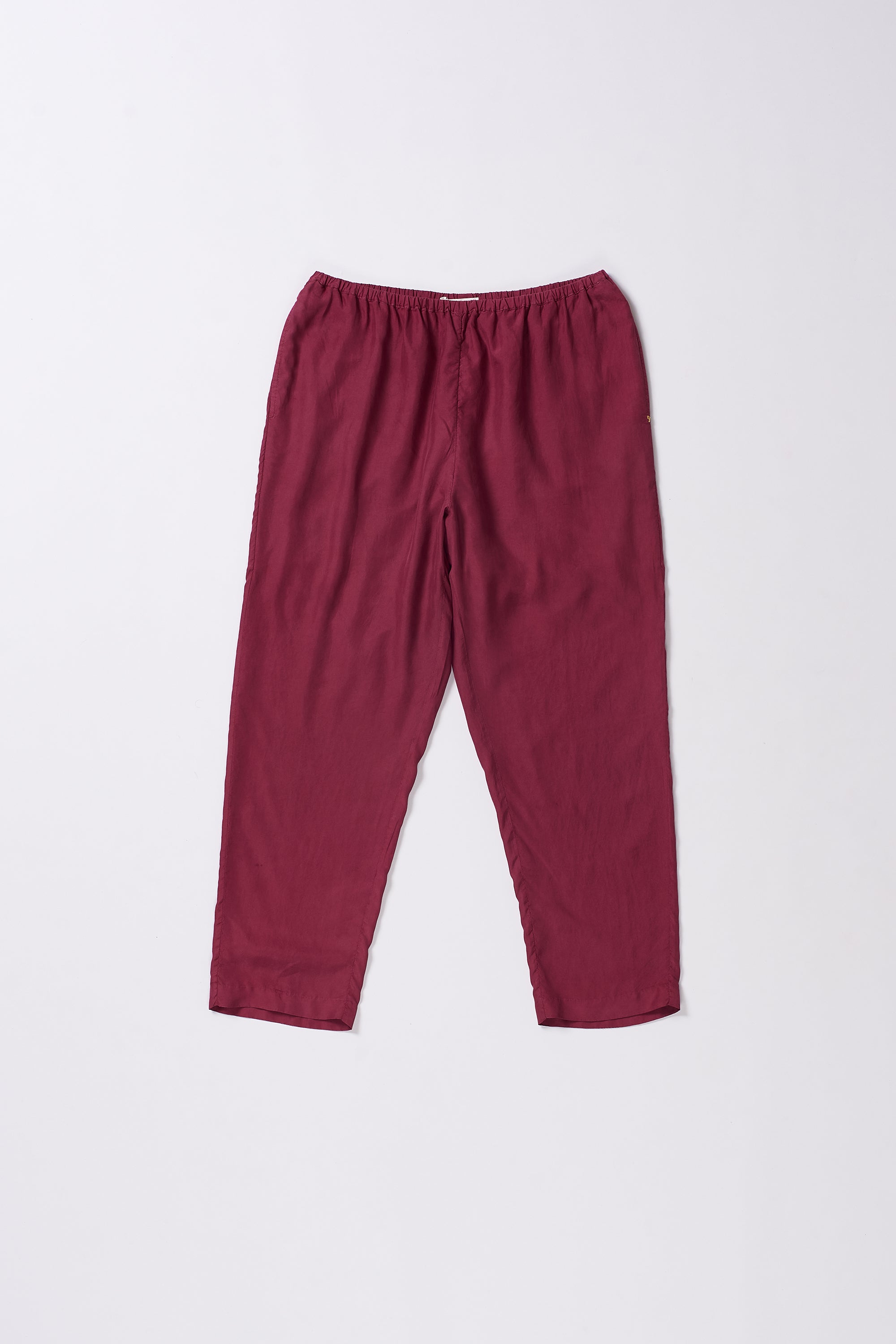 Silk Elastic Pants In Sappan fuschia  Colour