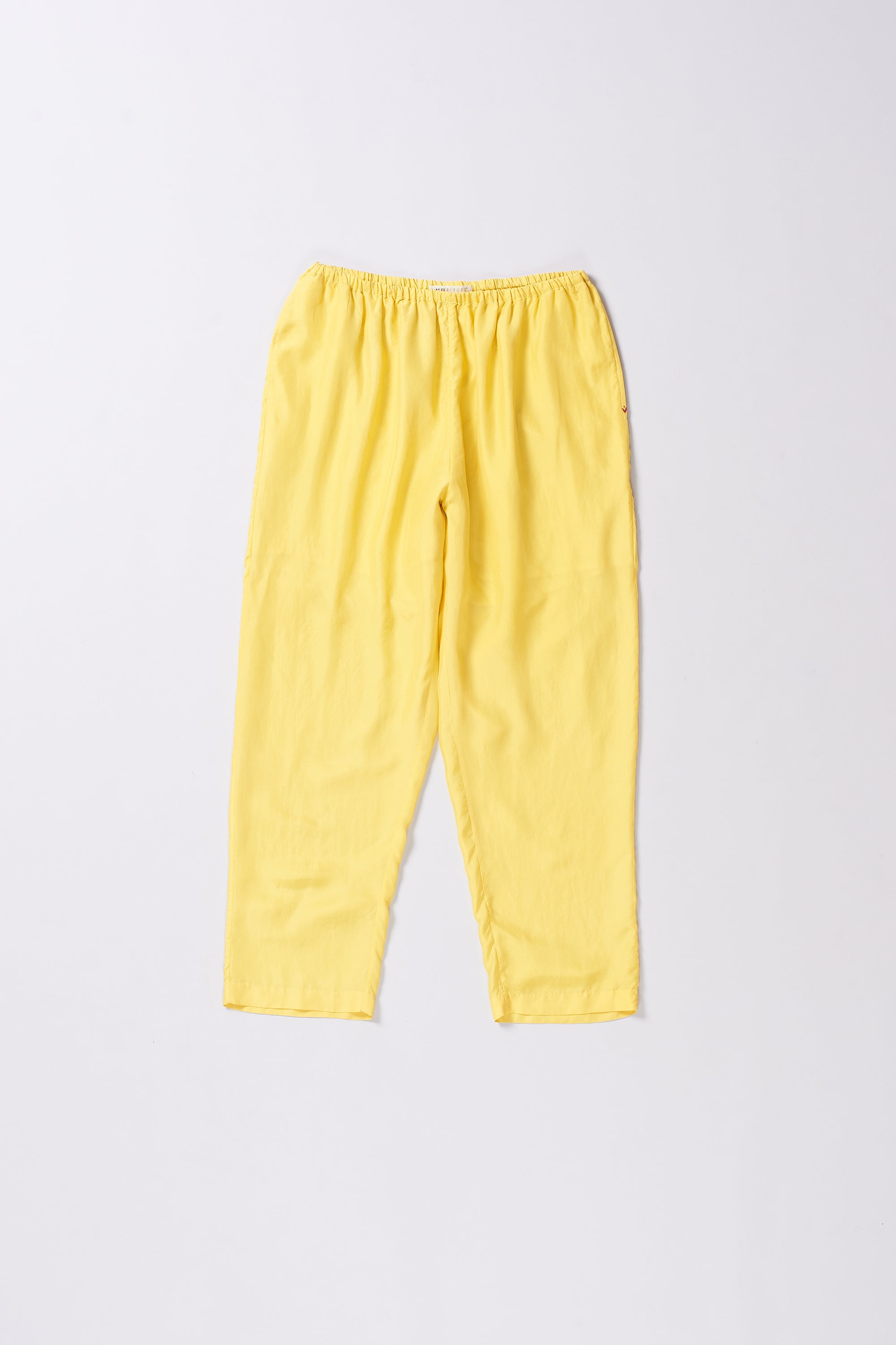 SILK ELASTIC PANTS IN LEMON YELLOW