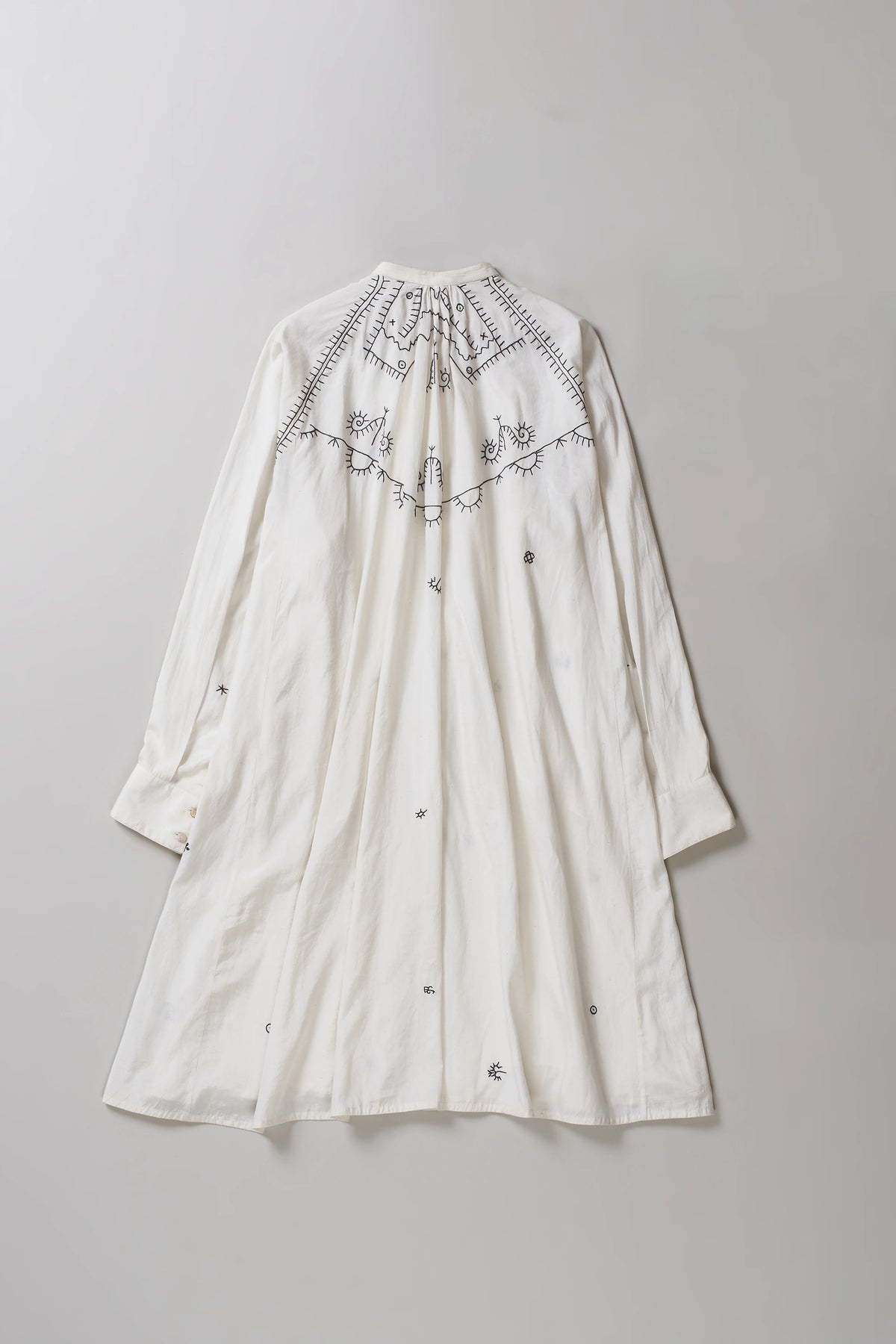 Hand Embroidered Dress Ecru Cotton Silk Blend