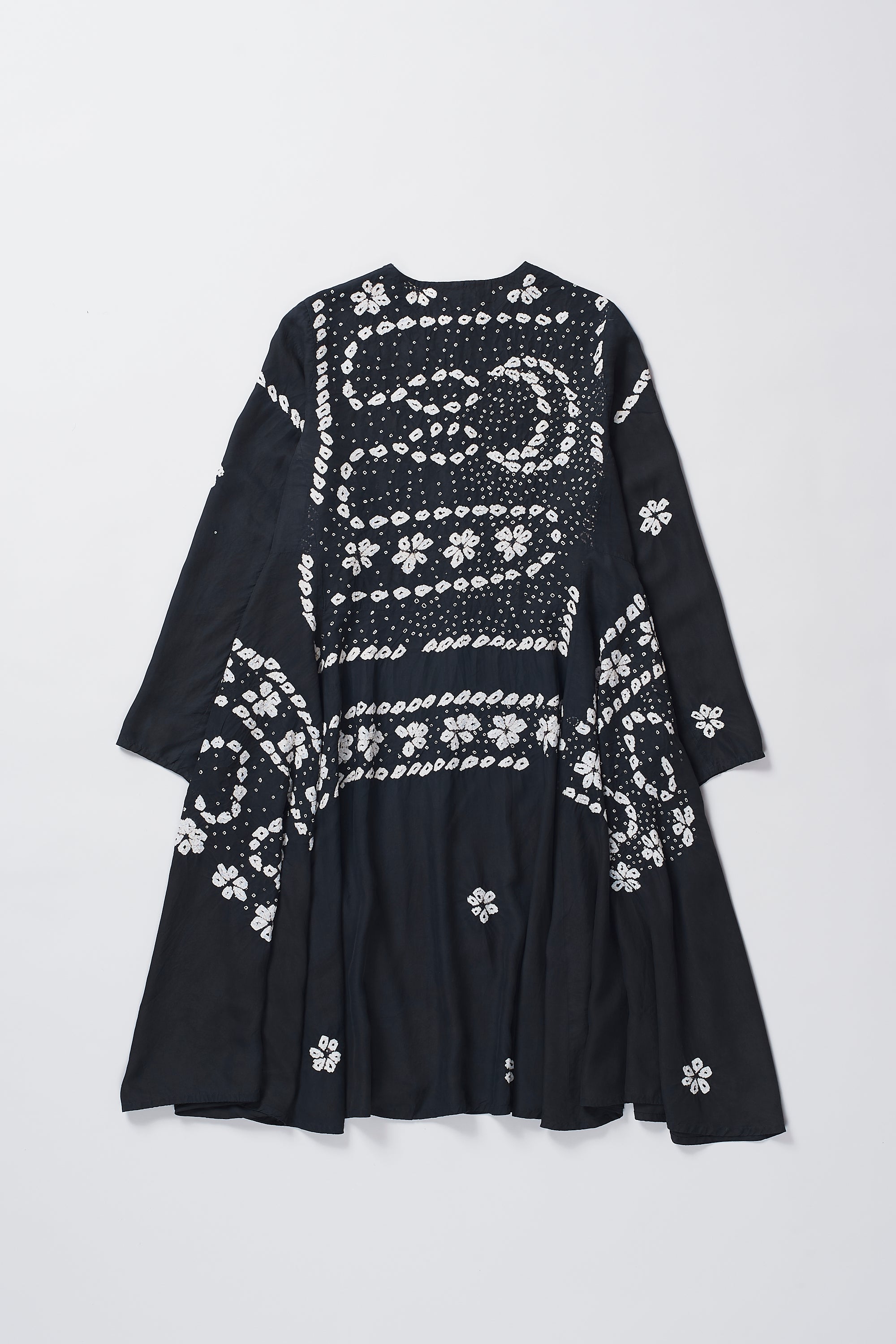 SILK BLEND BLACK SHIBORI DRESS