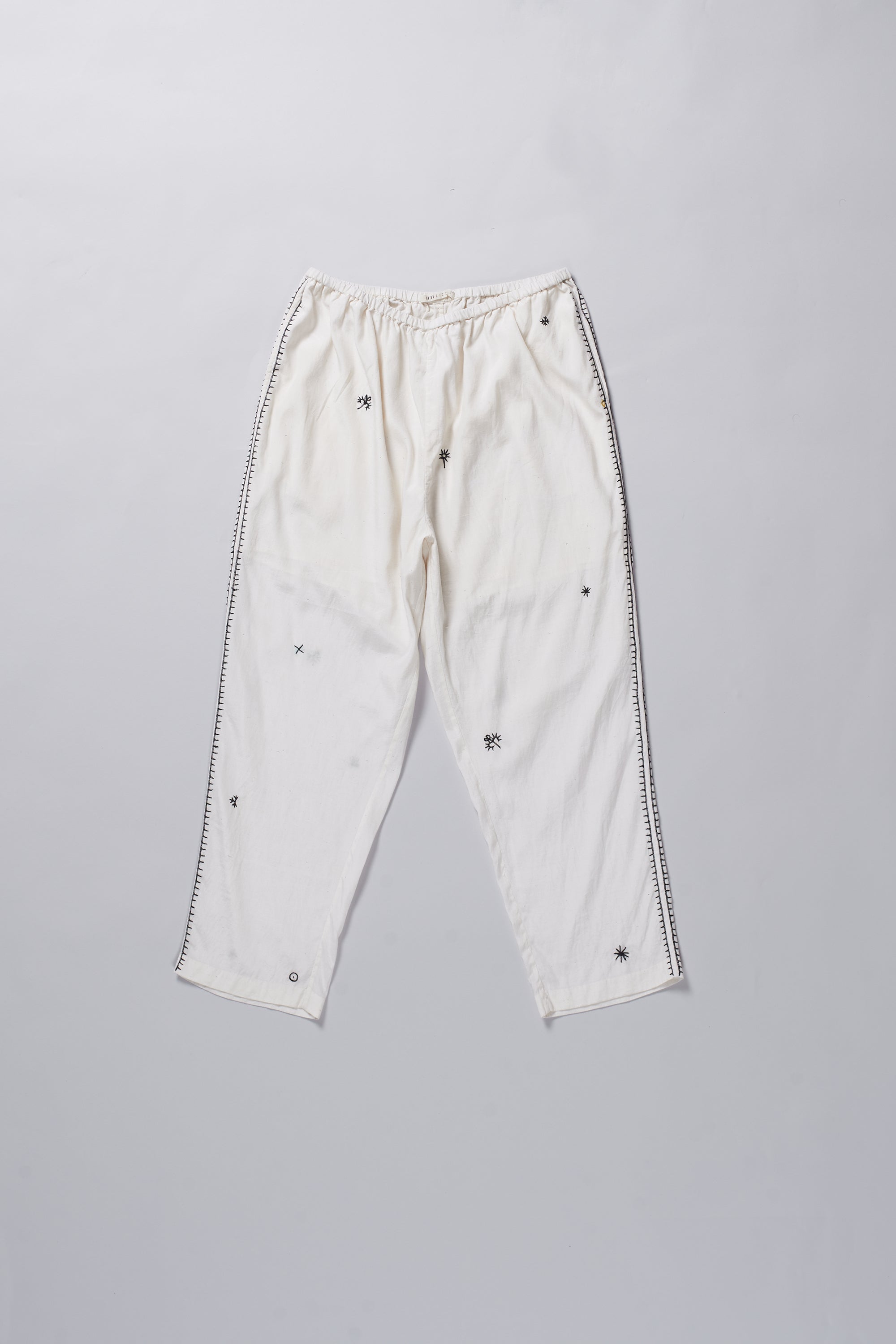 ECRU WITH HAND EMBROIDERY COTTON SILK PANTS