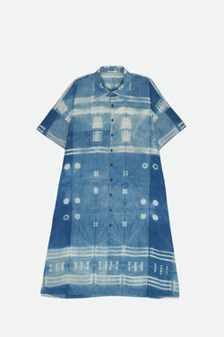 LIGHT INDIGO CLAMP DYE UNISEX DRESS