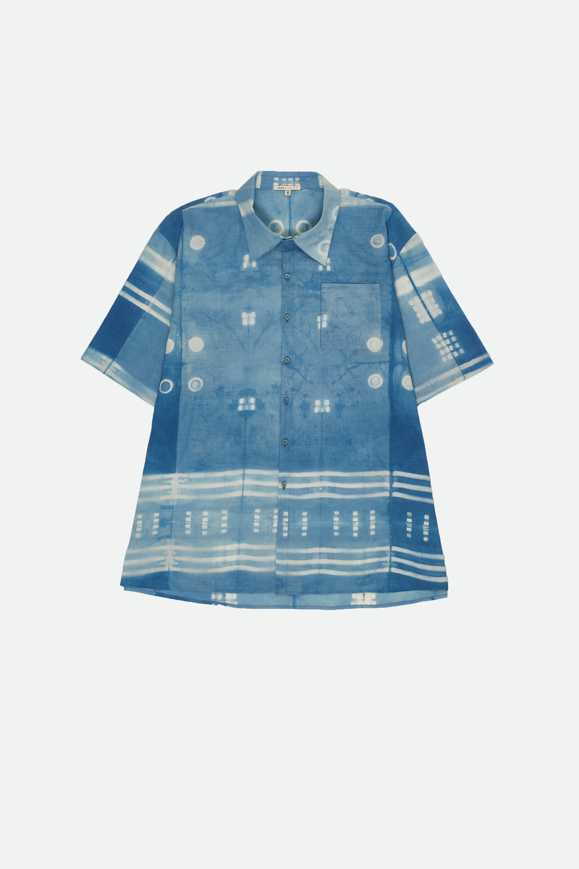 LIGHT INDIGO CLAMP DYE COTTON SHIRT