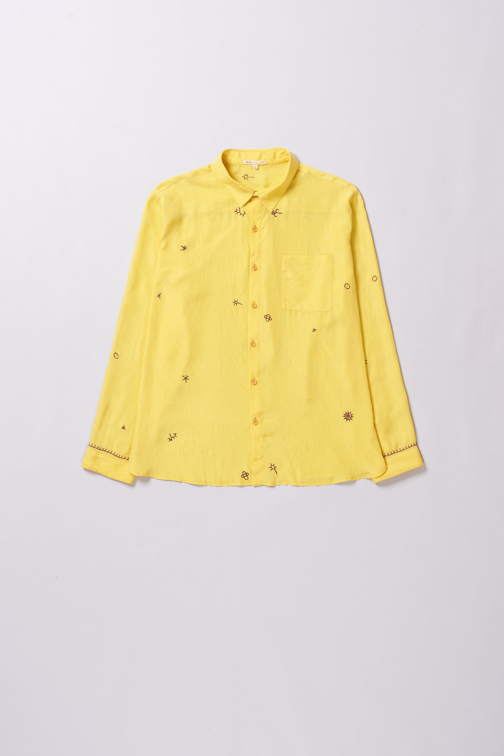 RELAXED FIT SHIRT EMBROIDERED DYED IN LEMON YELLOW