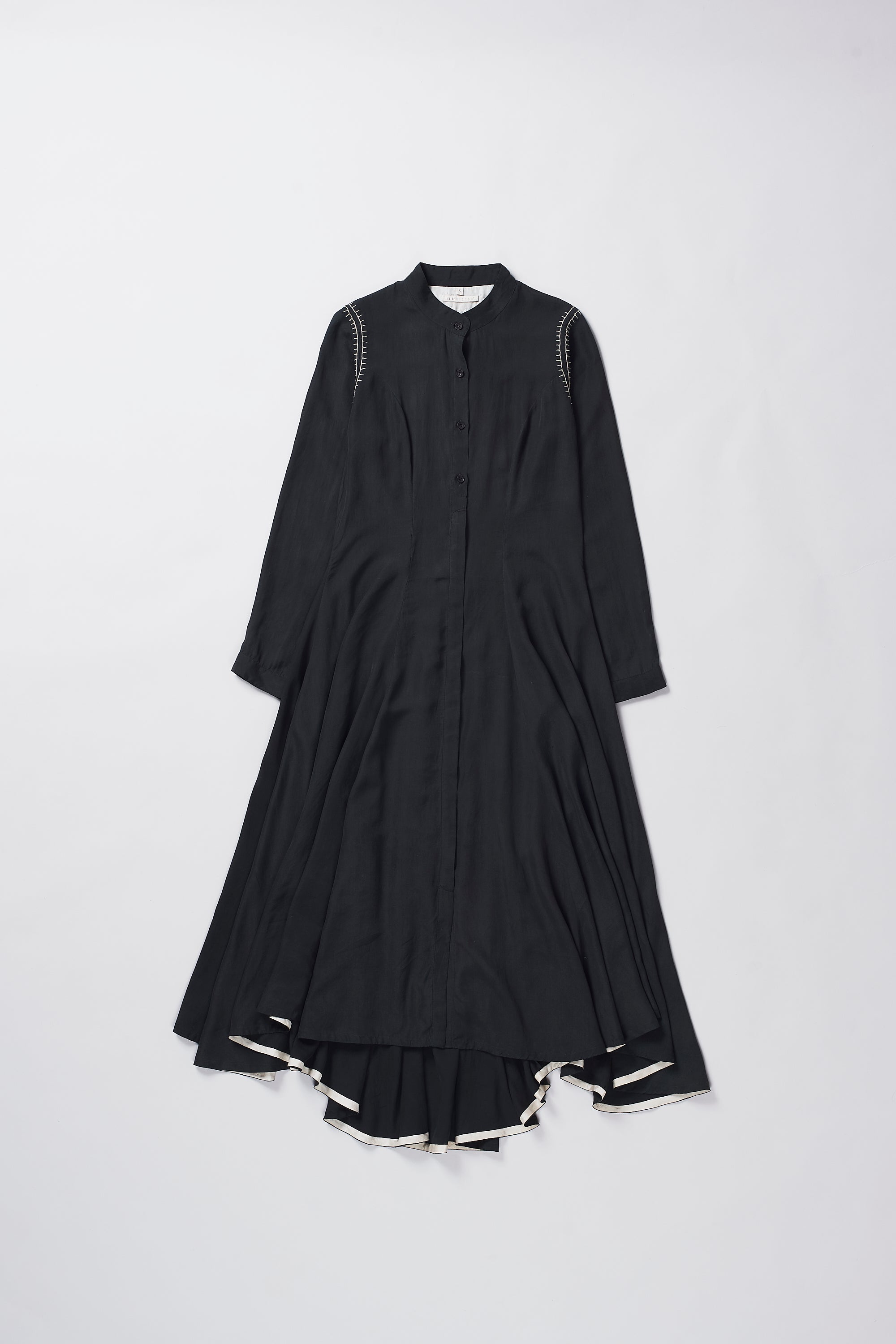 HAND EMBROIDERED SILK DRESS IN BLACK