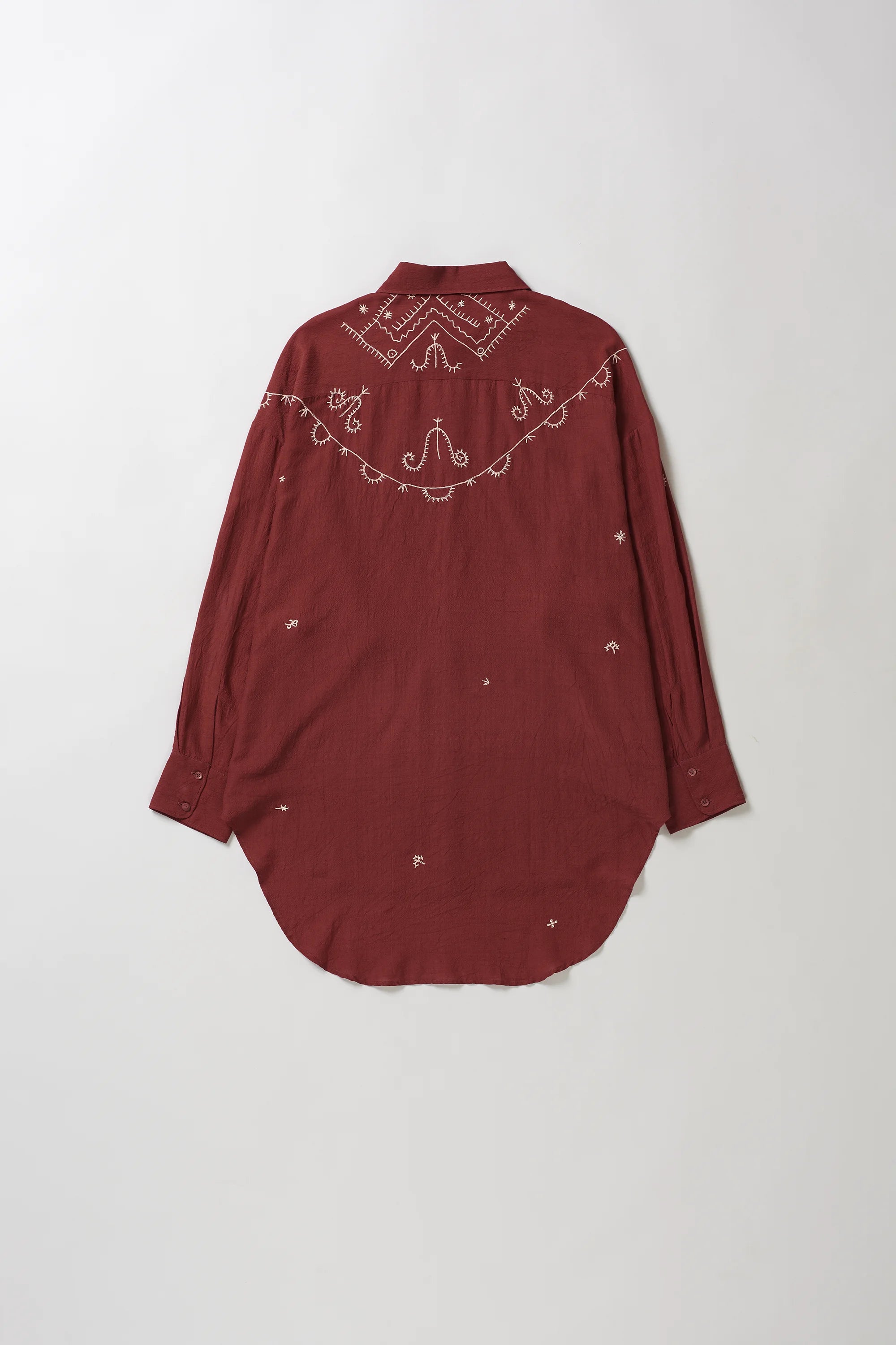 Crimson Pink Hand Embroidered Shirt