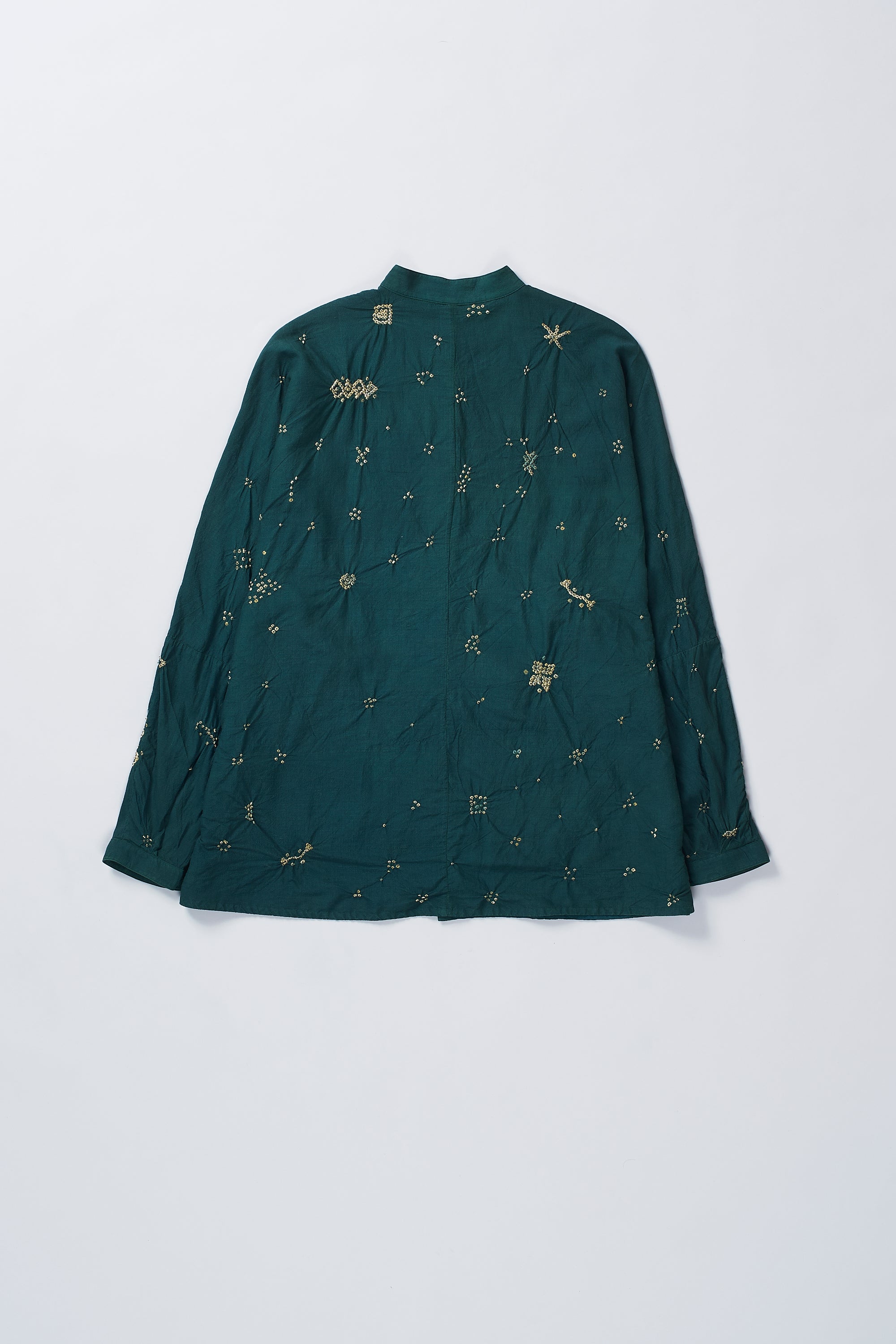 BOTTLE GREEN BANDHANI SHIRT