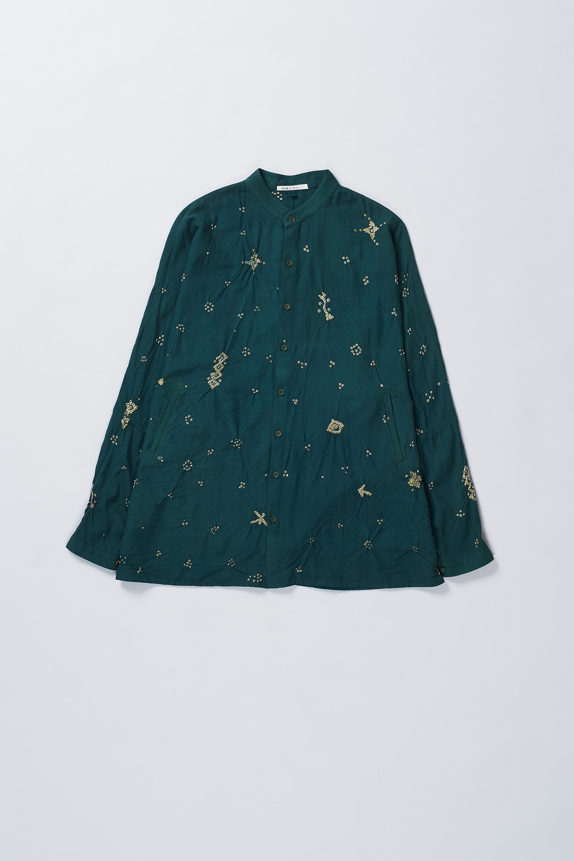 BOTTLE GREEN BANDHANI SHIRT