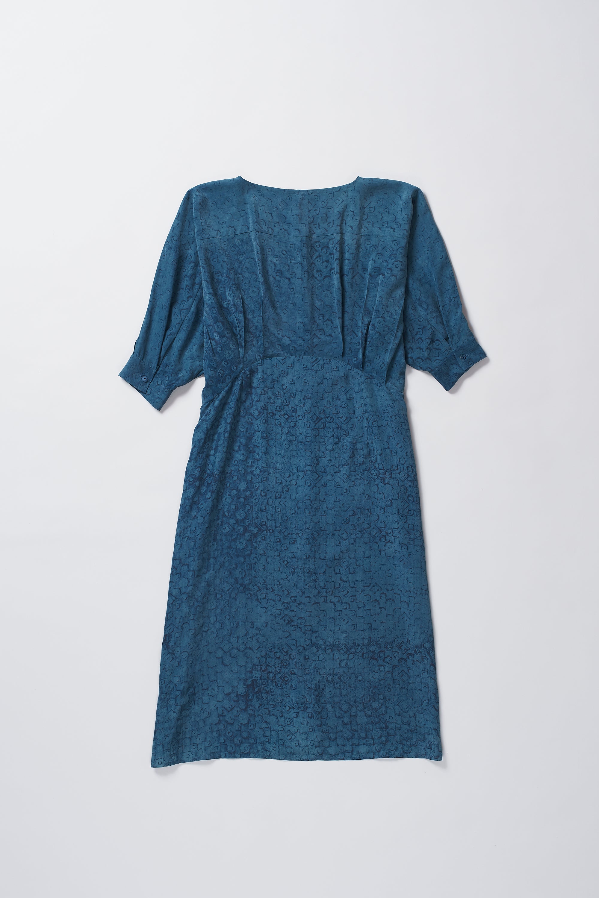 MEDIUM INDIGO SCREEN PRINTED DRESS