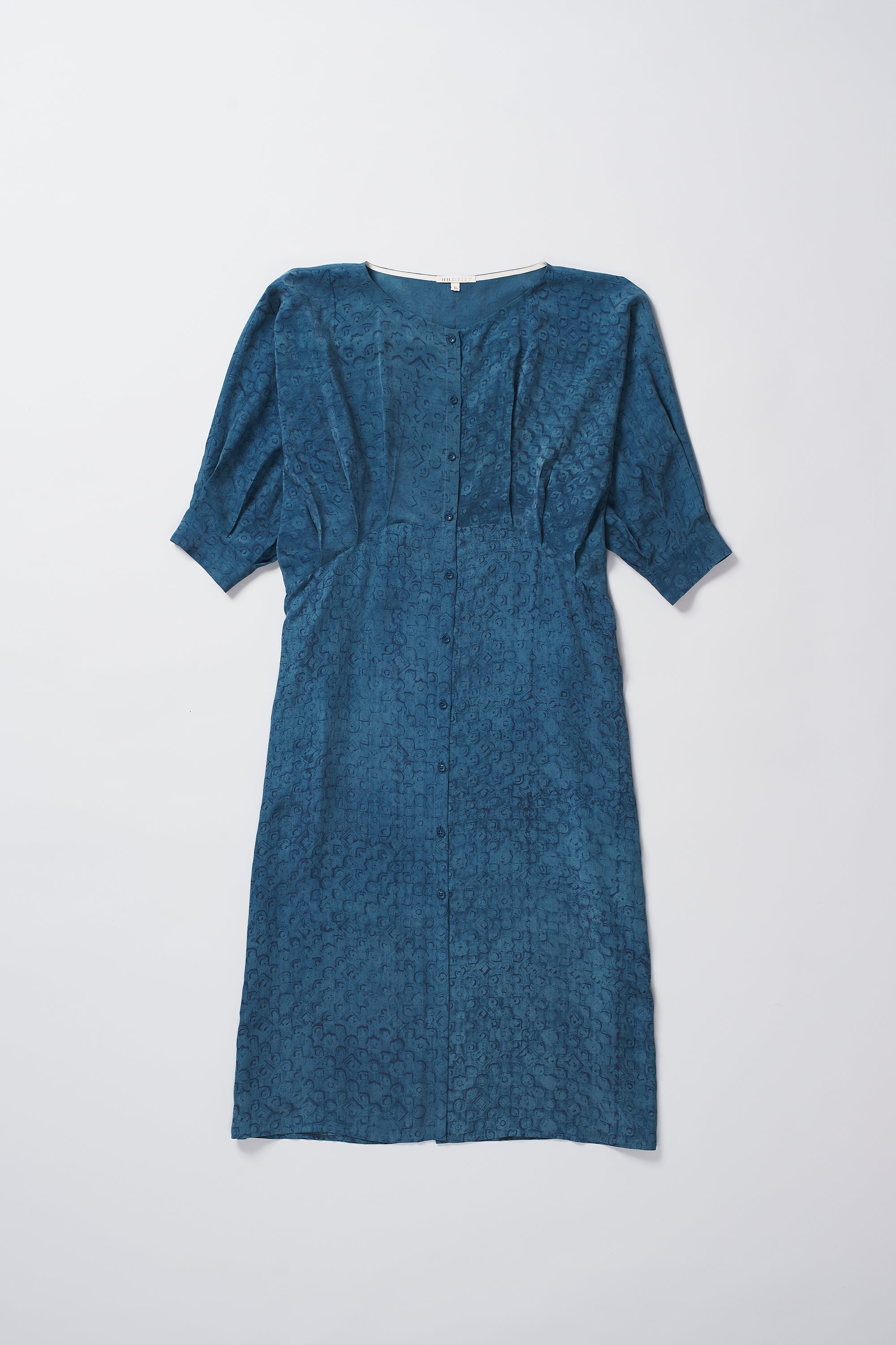 MEDIUM INDIGO SCREEN PRINTED DRESS