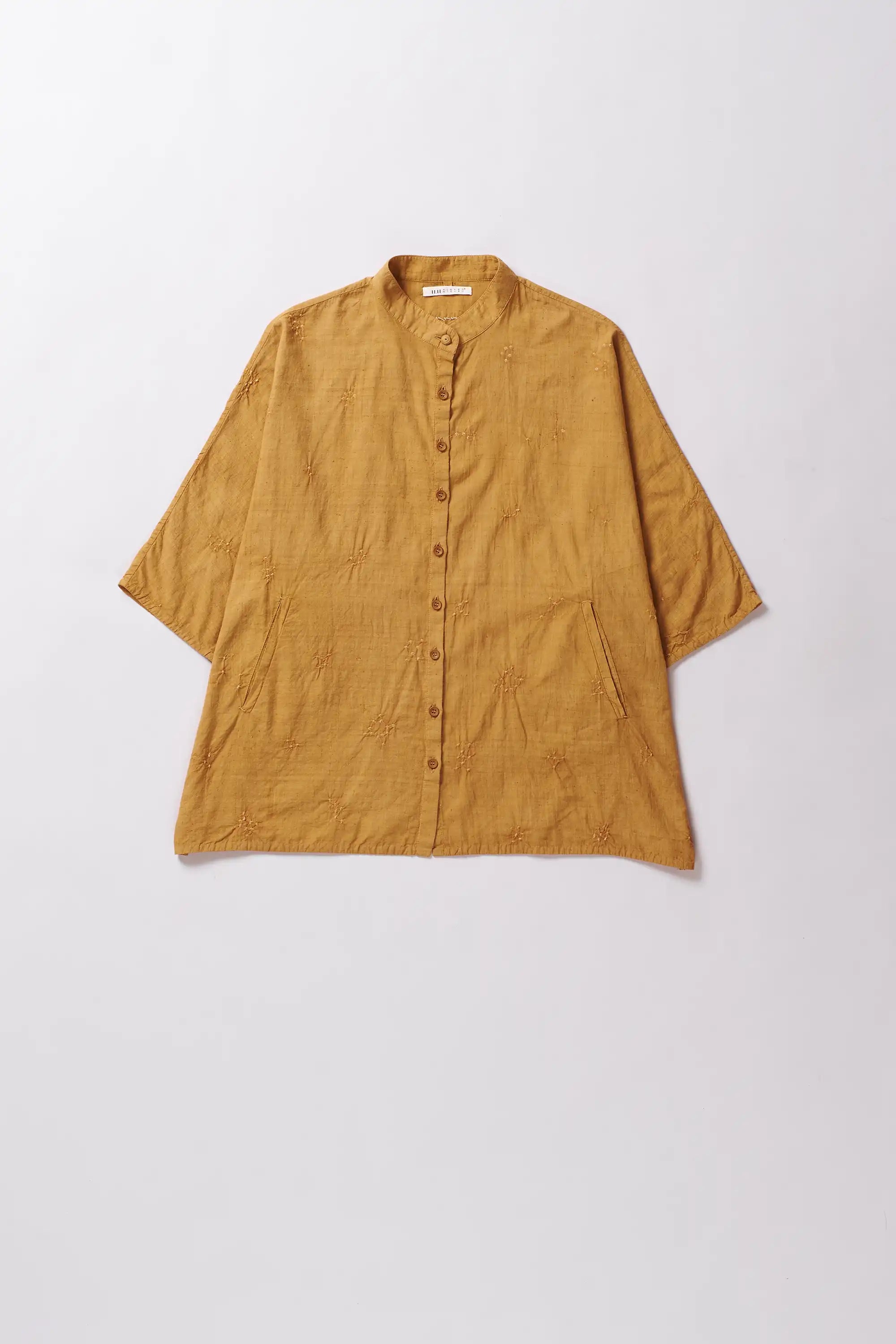 Mustard Yellow Cotton Bandhani Shirt