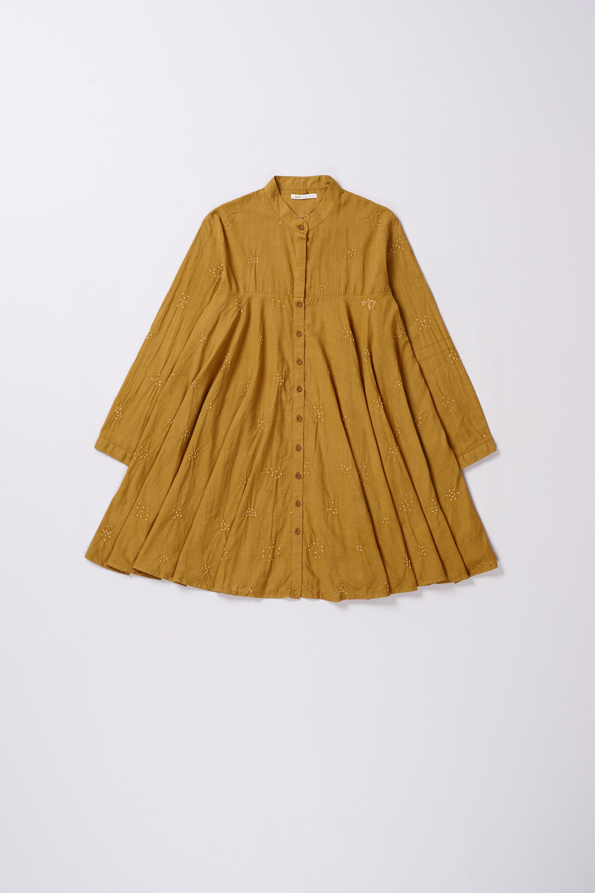 OCHER YELLOW SILK BANDHANI SHIRT